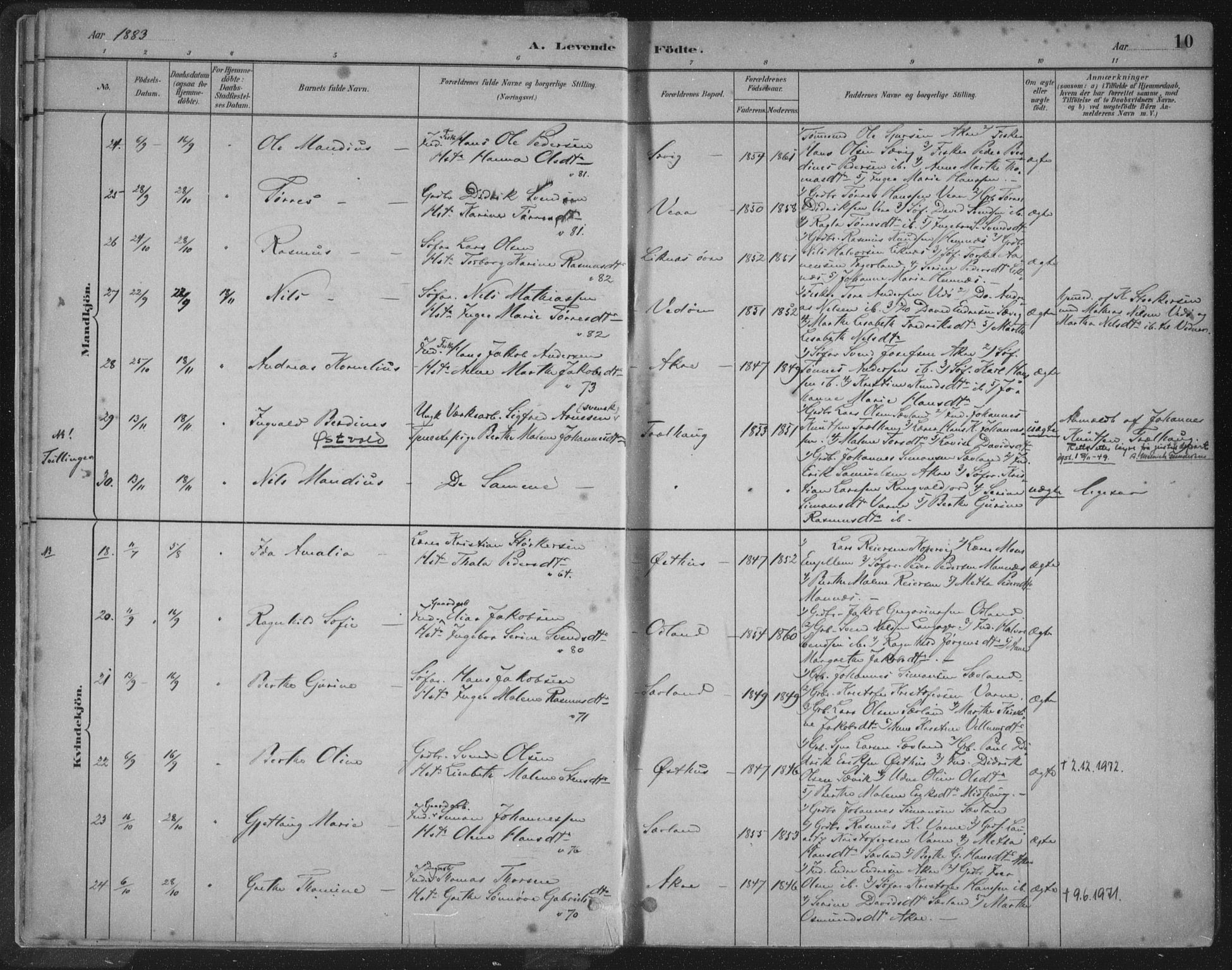 Kopervik sokneprestkontor, SAST/A-101850/H/Ha/Haa/L0004: Parish register (official) no. A 4, 1882-1905, p. 10