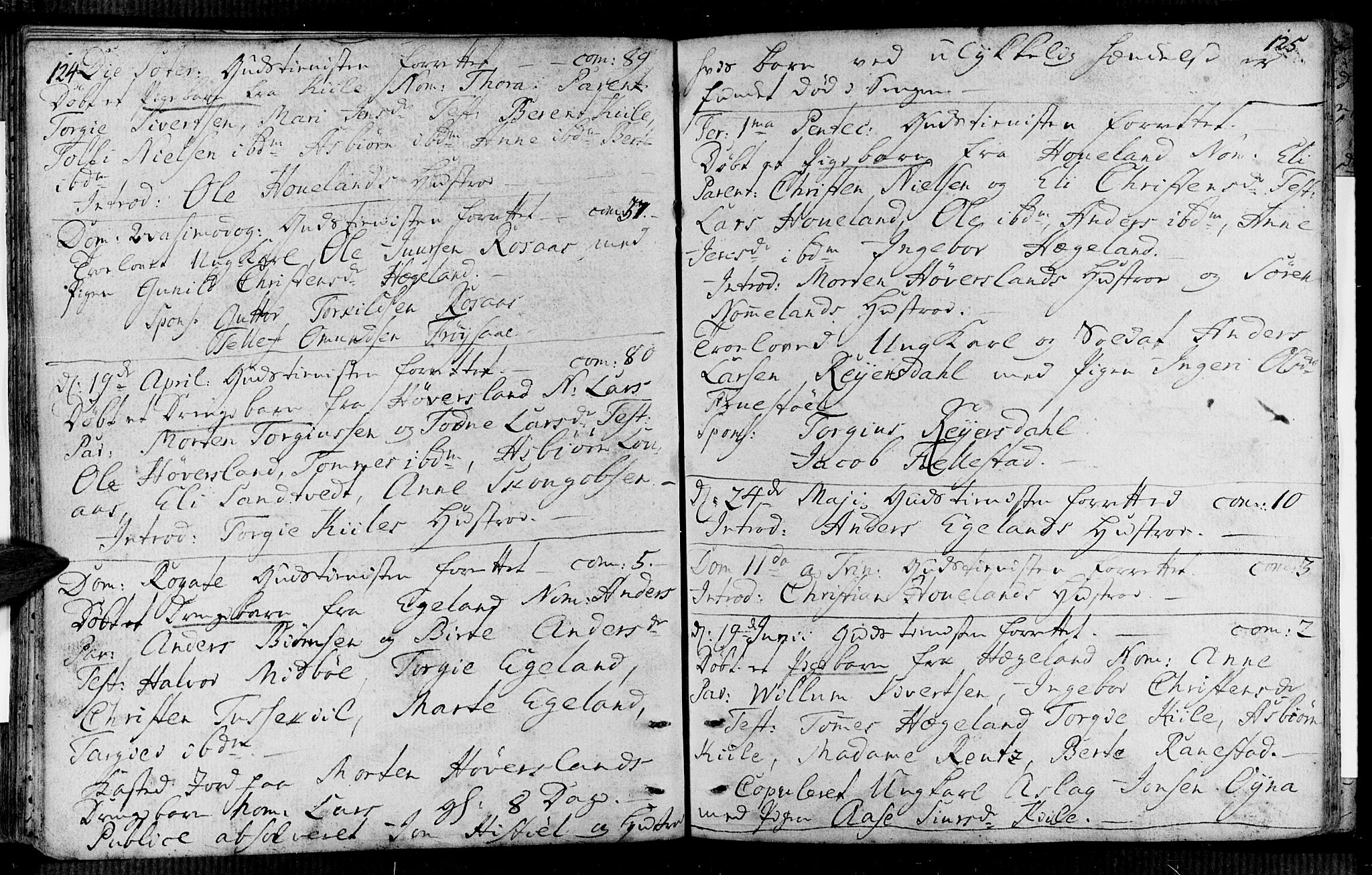 Vennesla sokneprestkontor, AV/SAK-1111-0045/Fa/Faa/L0001: Parish register (official) no. A 1, 1753-1785, p. 124-125