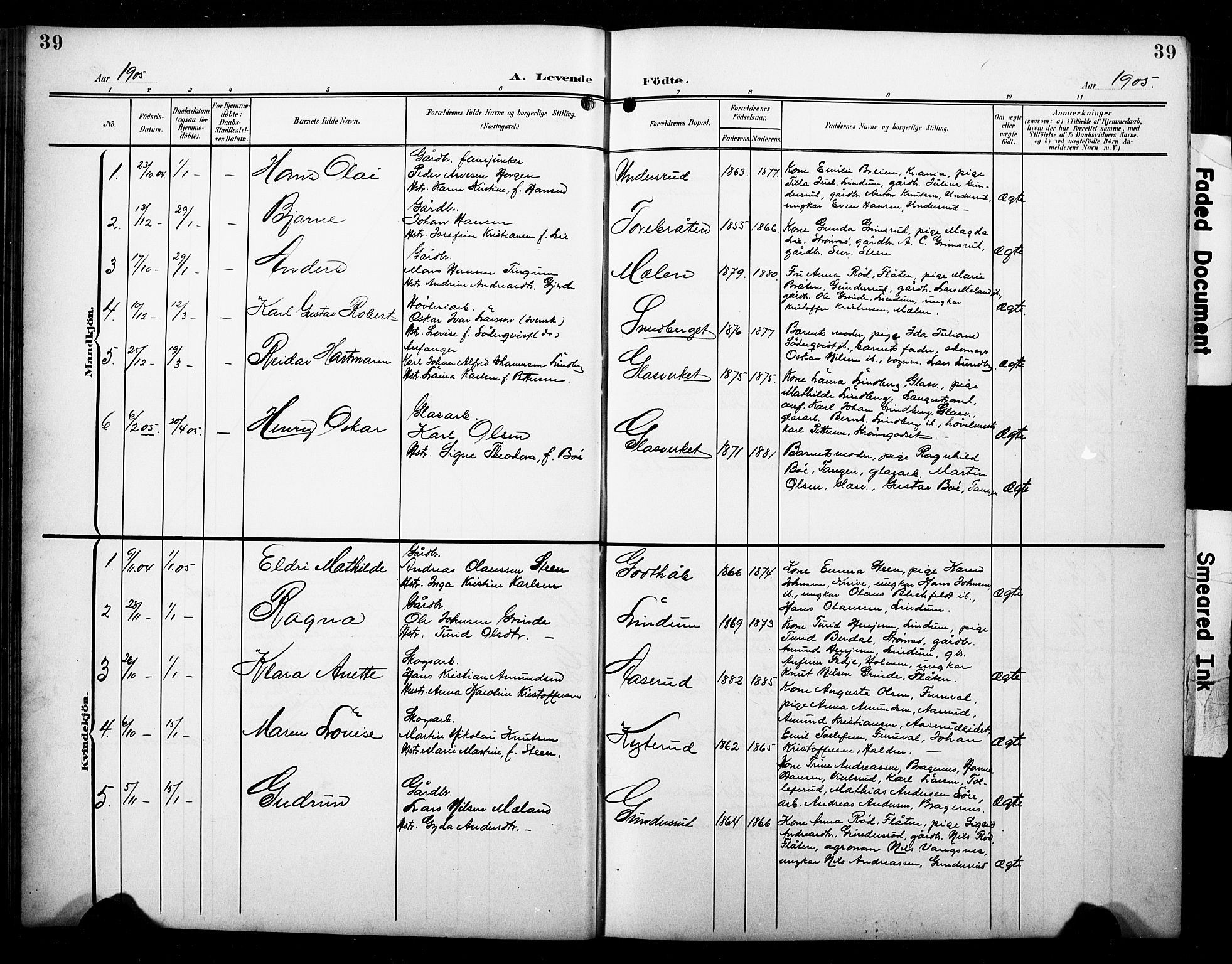 Skoger kirkebøker, SAKO/A-59/G/Ga/L0003: Parish register (copy) no. I 3, 1900-1927, p. 39