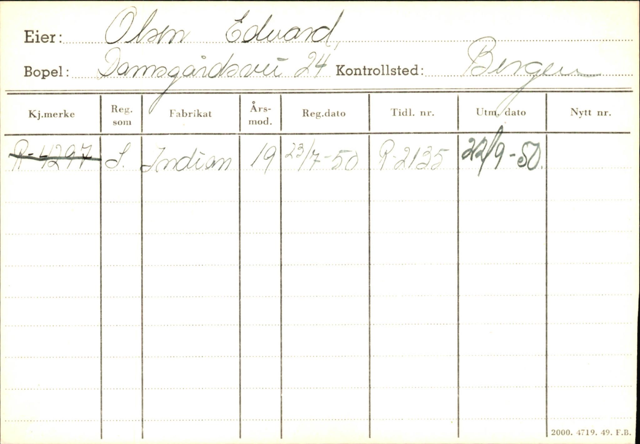 Statens vegvesen, Hordaland vegkontor, AV/SAB-A-5201/2/Ha/L0042: R-eierkort O, 1920-1971, p. 3