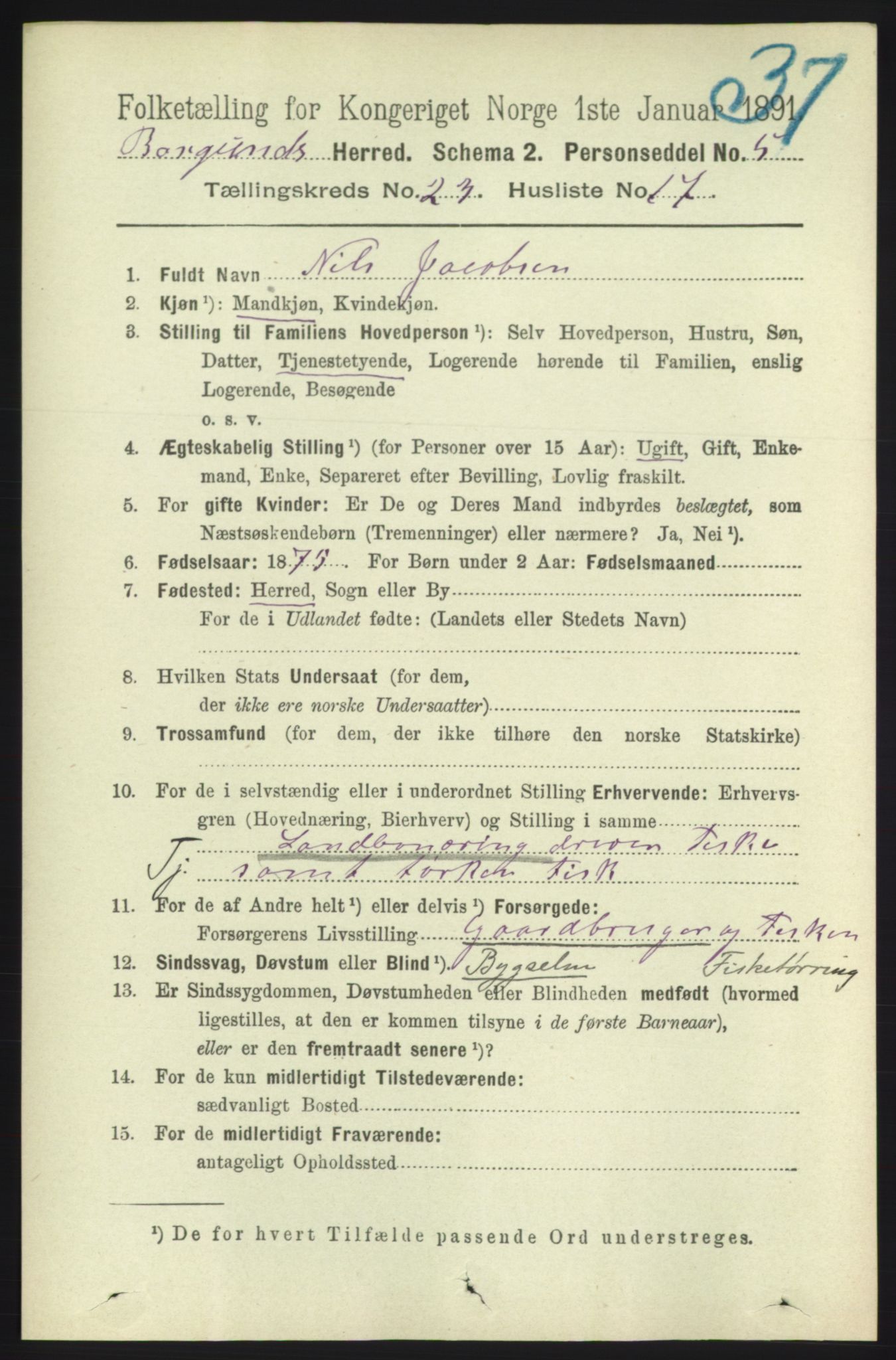 RA, 1891 census for 1531 Borgund, 1891, p. 7078