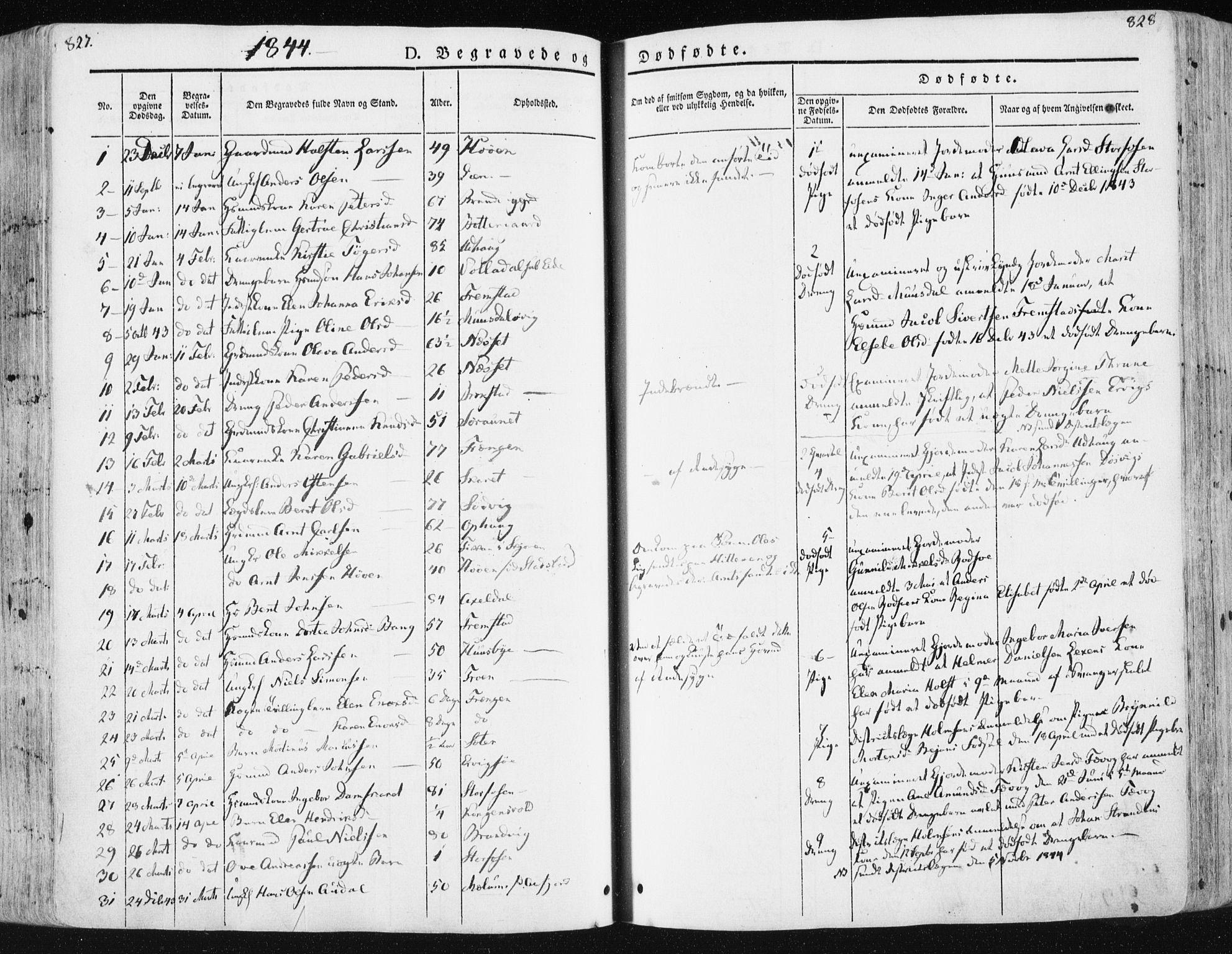 Ministerialprotokoller, klokkerbøker og fødselsregistre - Sør-Trøndelag, SAT/A-1456/659/L0736: Parish register (official) no. 659A06, 1842-1856, p. 827-828