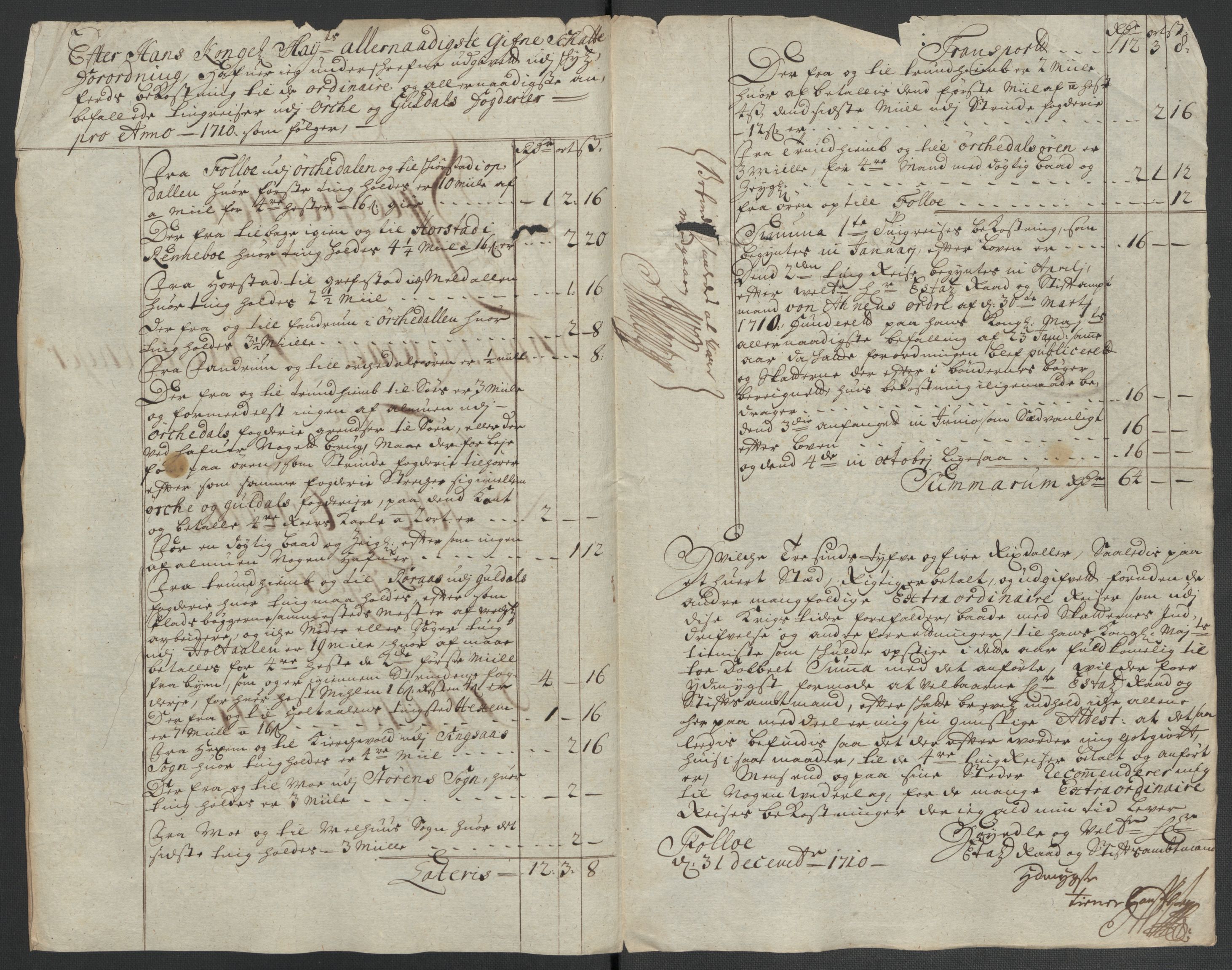 Rentekammeret inntil 1814, Reviderte regnskaper, Fogderegnskap, RA/EA-4092/R60/L3960: Fogderegnskap Orkdal og Gauldal, 1710, p. 430