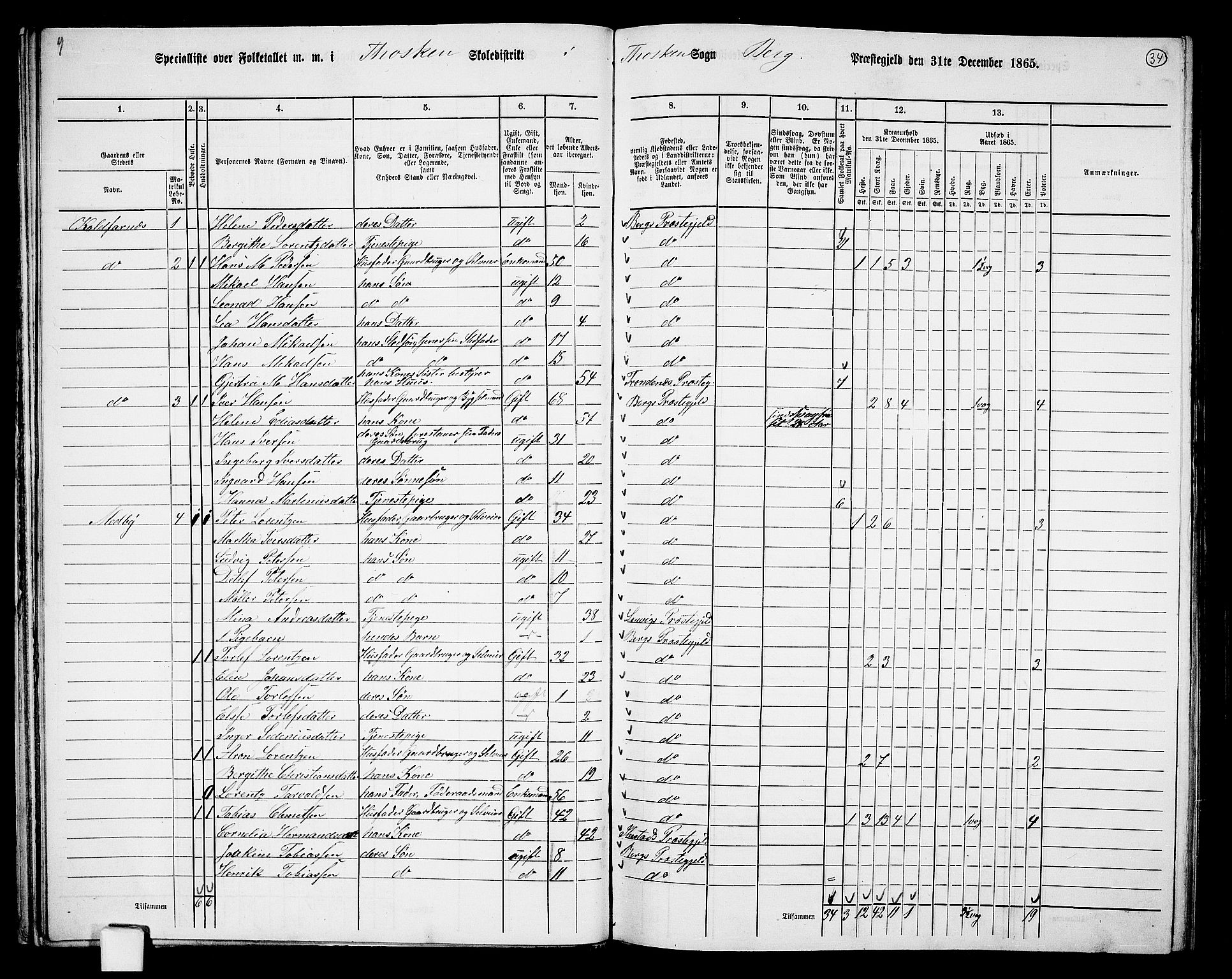 RA, 1865 census for Berg, 1865, p. 34