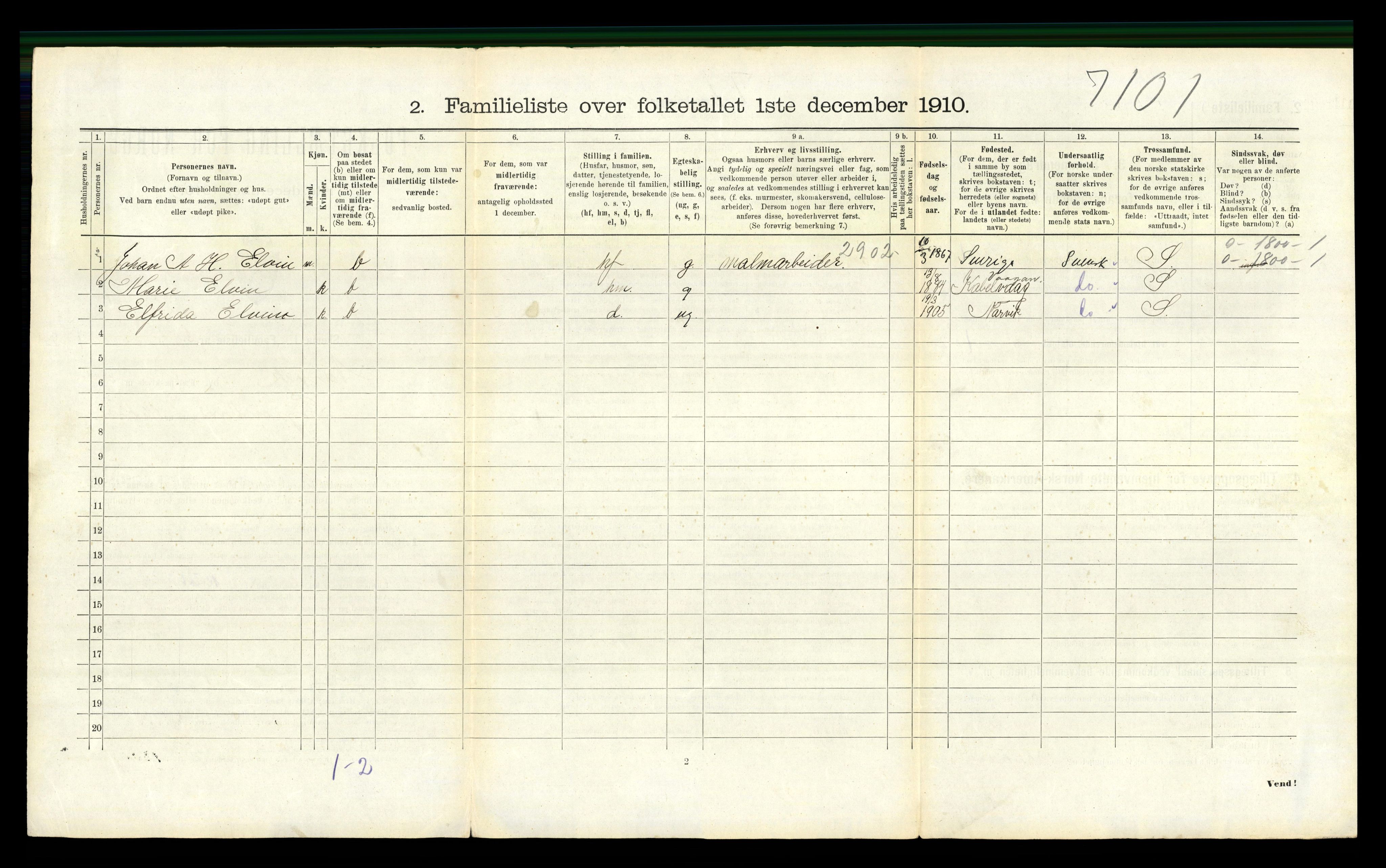 RA, 1910 census for Narvik, 1910, p. 1944