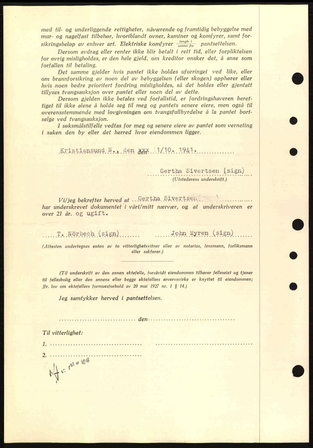 Nordmøre sorenskriveri, SAT/A-4132/1/2/2Ca: Mortgage book no. B88, 1941-1942, Diary no: : 1913/1941