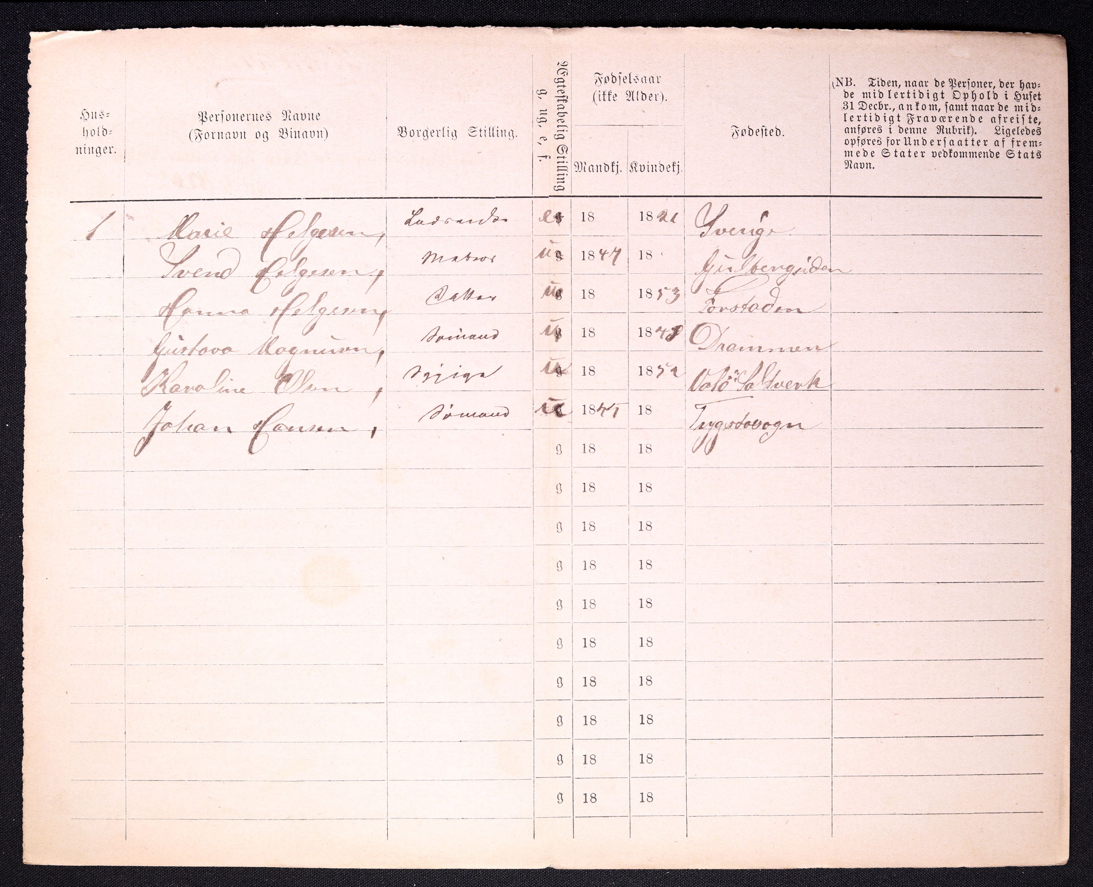 RA, 1870 census for 0103 Fredrikstad, 1870, p. 1364