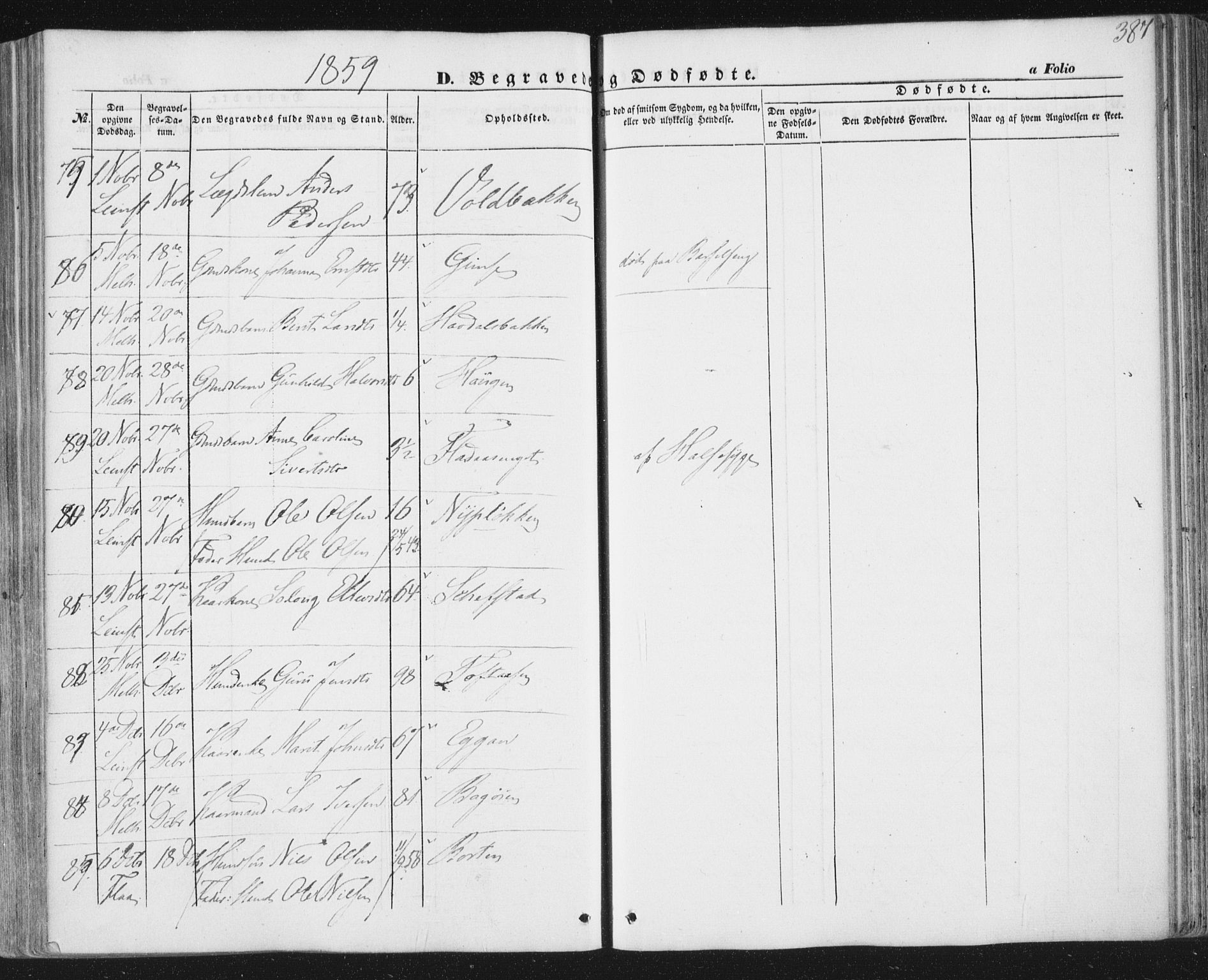 Ministerialprotokoller, klokkerbøker og fødselsregistre - Sør-Trøndelag, AV/SAT-A-1456/691/L1076: Parish register (official) no. 691A08, 1852-1861, p. 387