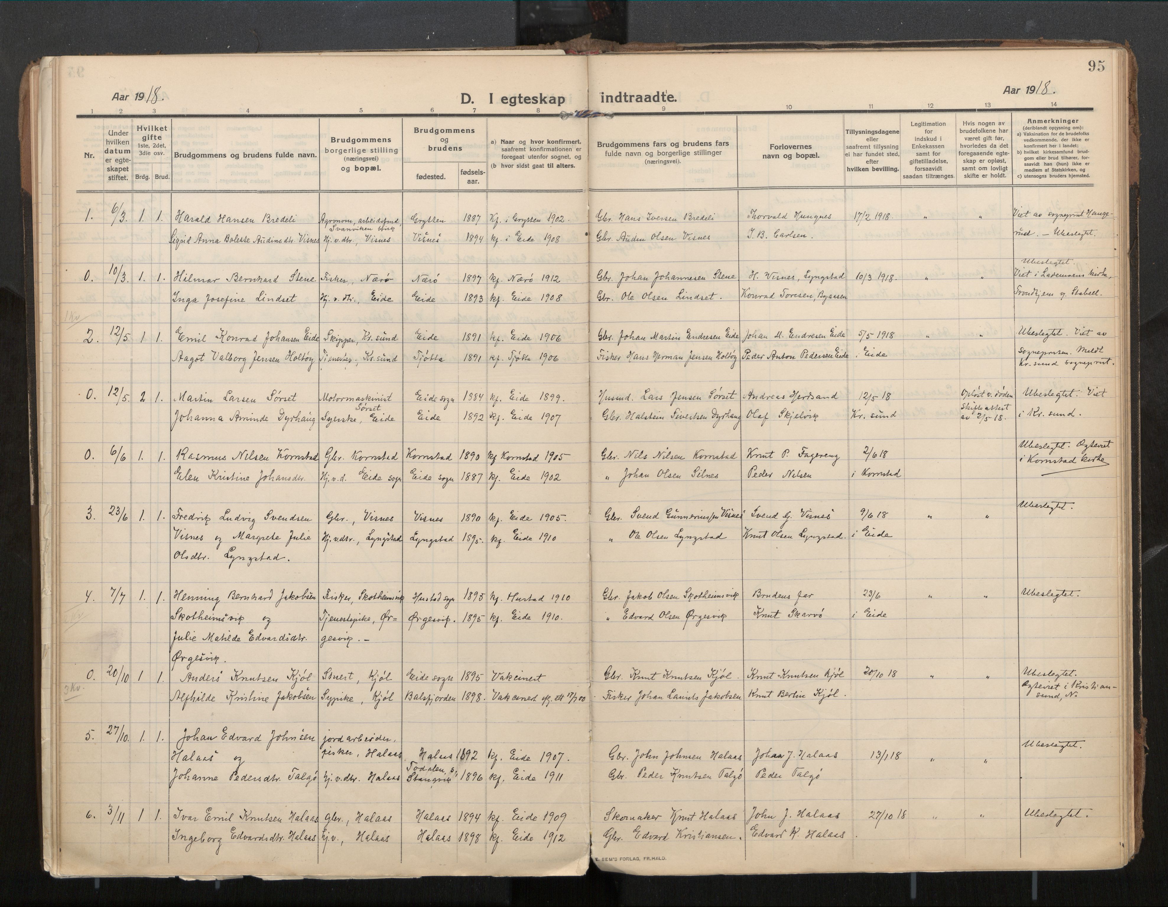 Ministerialprotokoller, klokkerbøker og fødselsregistre - Møre og Romsdal, SAT/A-1454/571/L0836b: Parish register (official) no. 571A03, 1911-1926, p. 95