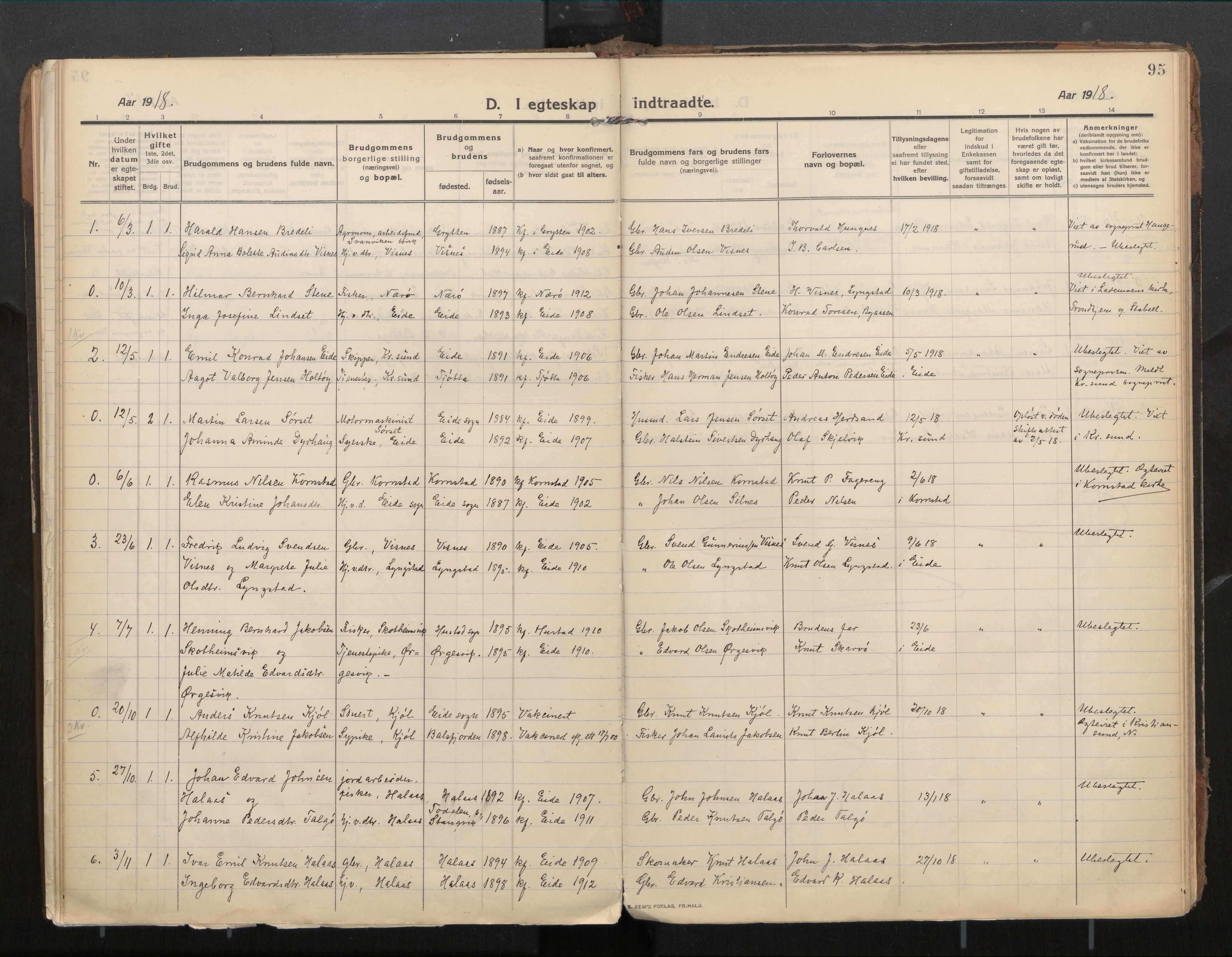 Ministerialprotokoller, klokkerbøker og fødselsregistre - Møre og Romsdal, AV/SAT-A-1454/571/L0836b: Parish register (official) no. 571A03, 1911-1926, p. 95