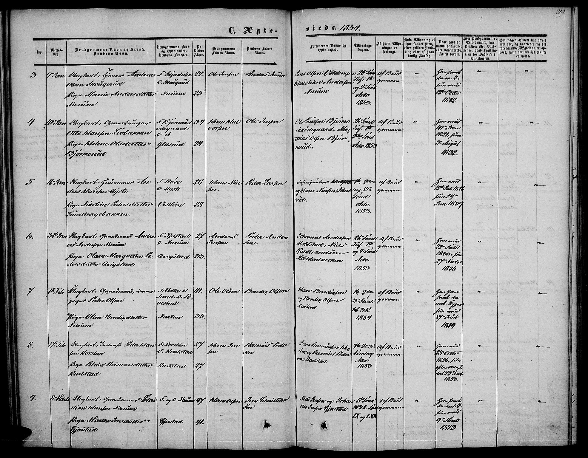Vestre Toten prestekontor, SAH/PREST-108/H/Ha/Haa/L0005: Parish register (official) no. 5, 1850-1855, p. 219