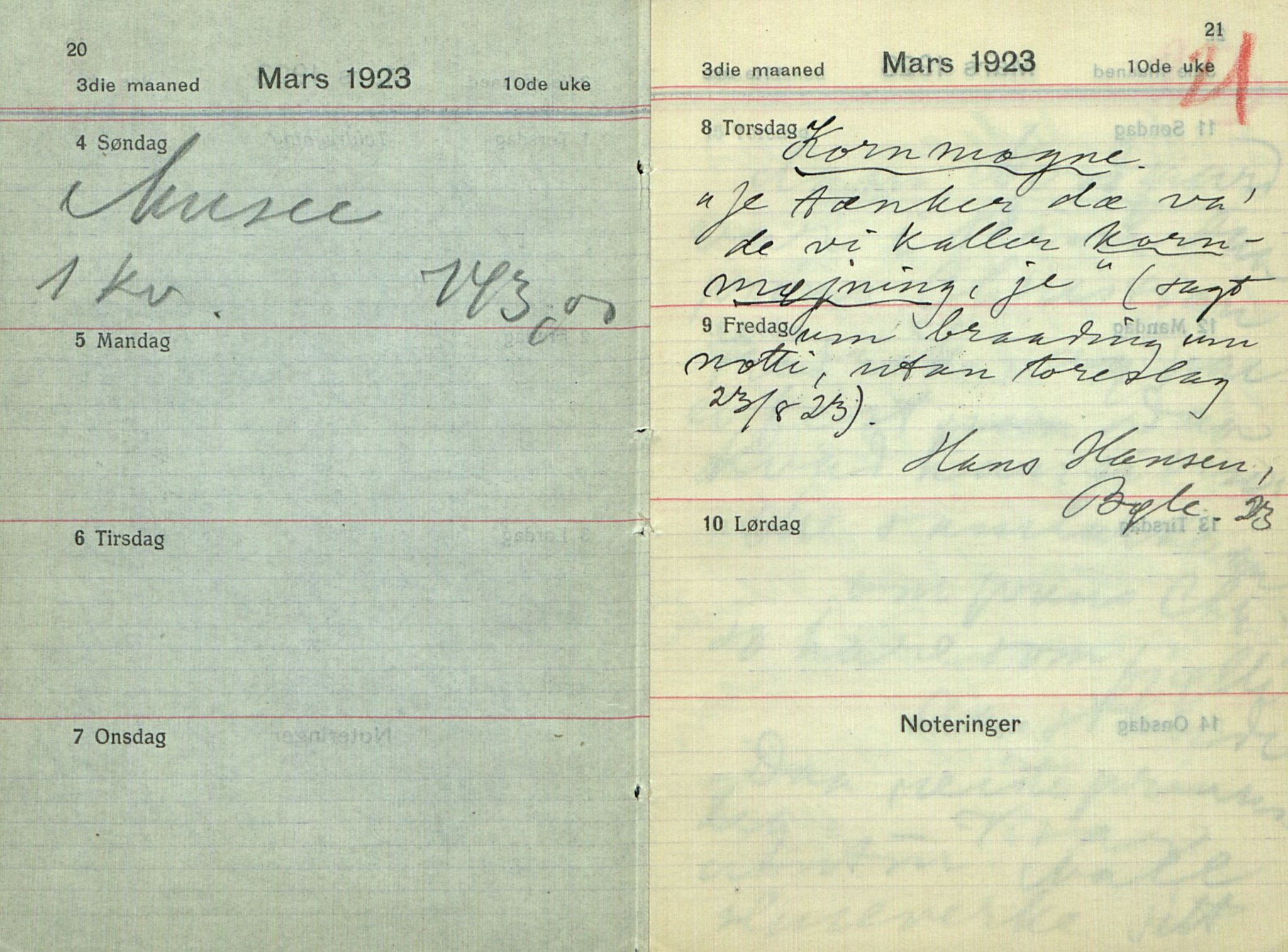 Rikard Berge, TEMU/TGM-A-1003/F/L0016/0021: 529-550 / 549 Brev og lause ark med oppskrifter av Rikard Berge, 1923-1925, p. 20-21