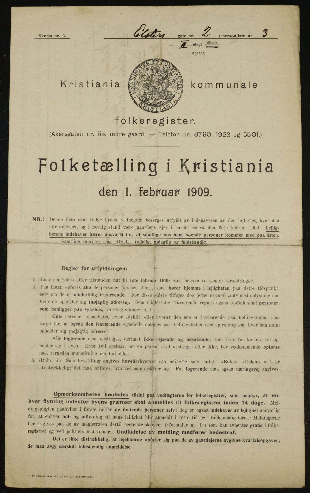 OBA, Municipal Census 1909 for Kristiania, 1909, p. 18808