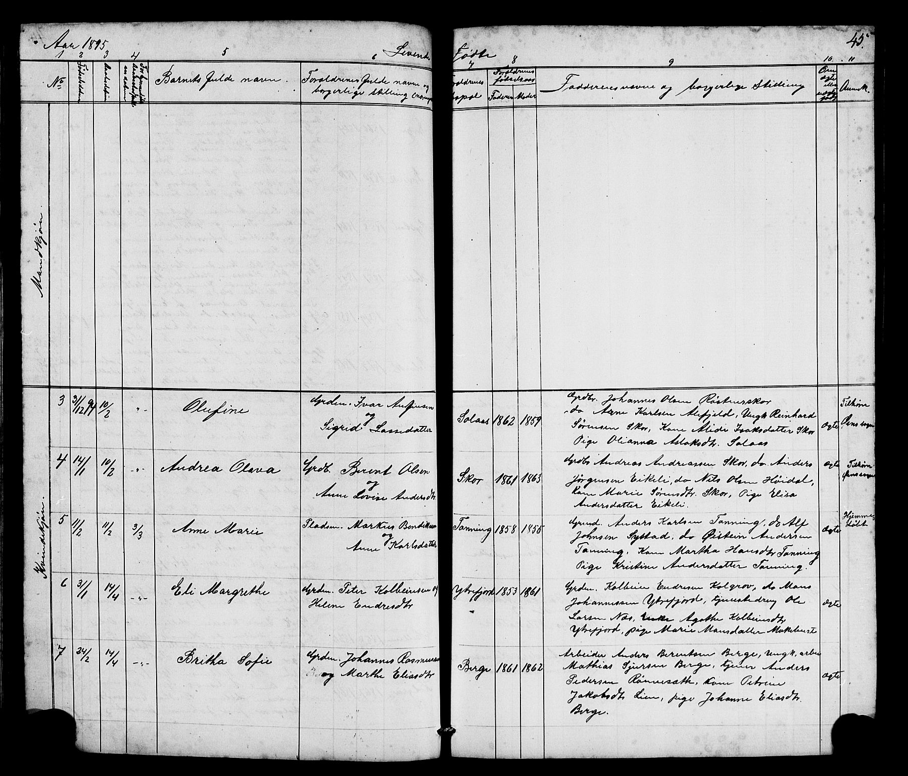 Hyllestad sokneprestembete, AV/SAB-A-80401: Parish register (copy) no. A 2, 1876-1906, p. 45