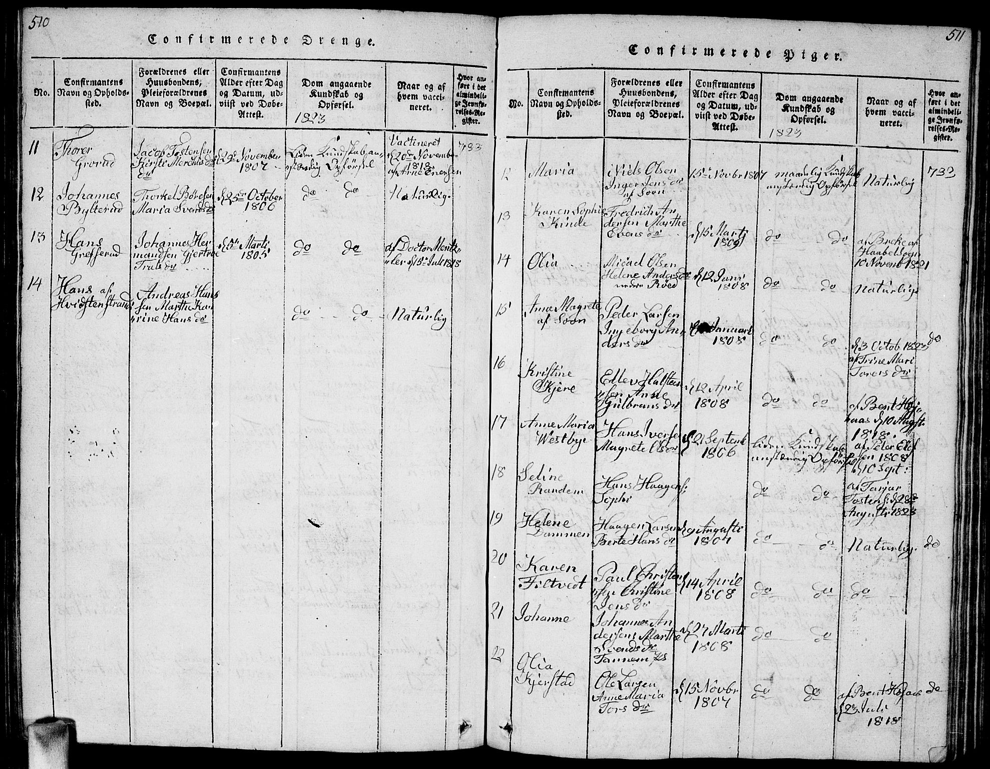 Vestby prestekontor Kirkebøker, SAO/A-10893/G/Ga/L0001: Parish register (copy) no. I 1, 1814-1827, p. 510-511