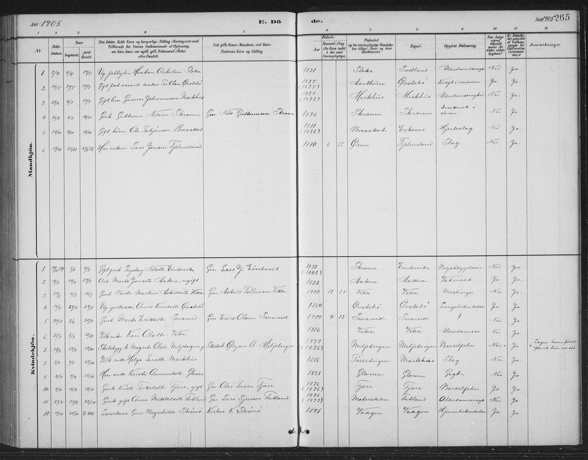 Skånevik sokneprestembete, AV/SAB-A-77801/H/Hab: Parish register (copy) no. B 2, 1881-1920, p. 265