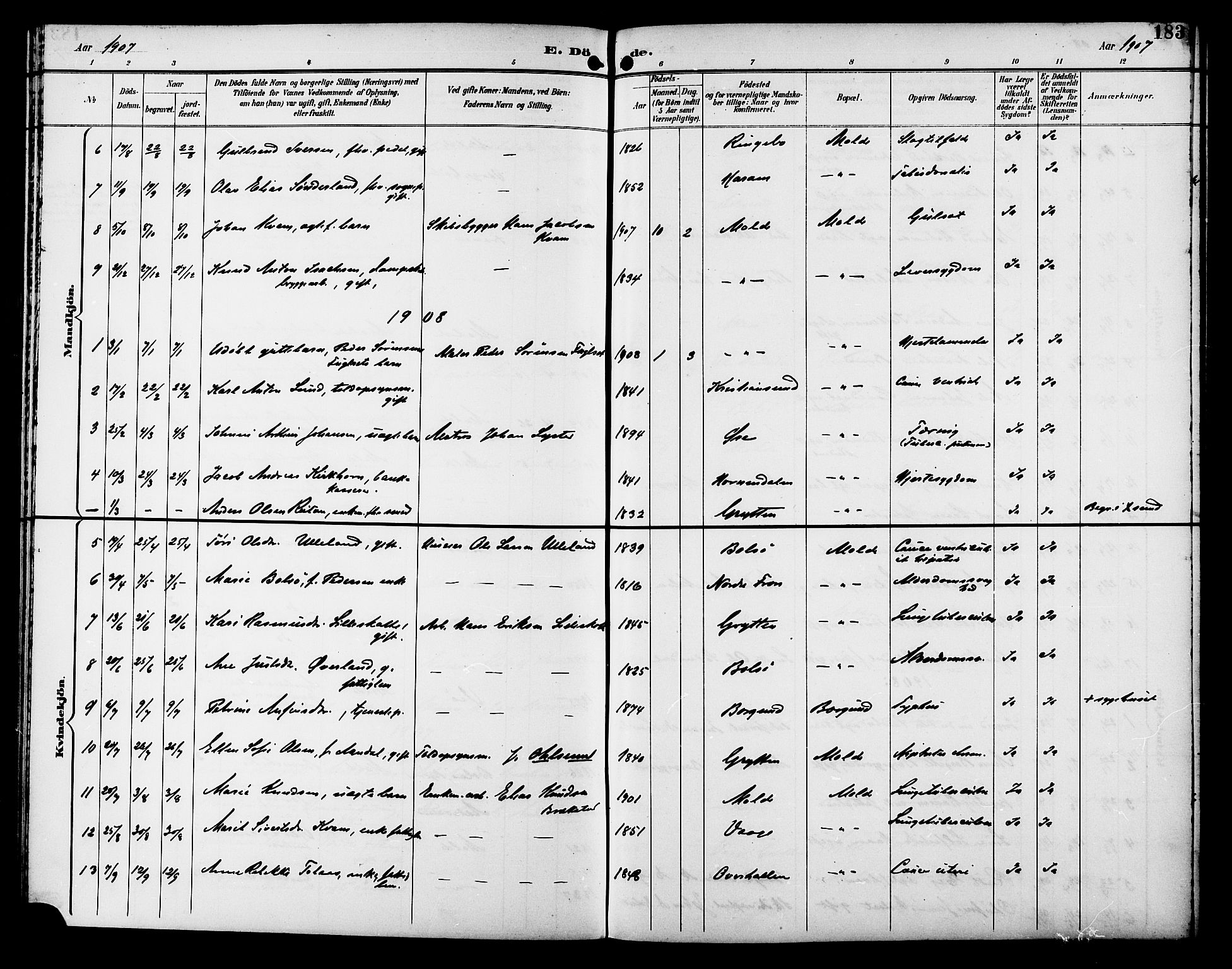 Ministerialprotokoller, klokkerbøker og fødselsregistre - Møre og Romsdal, AV/SAT-A-1454/558/L0702: Parish register (copy) no. 558C03, 1894-1915, p. 183