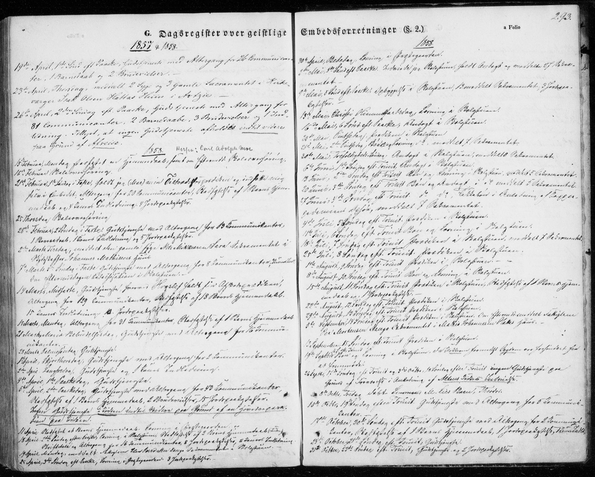 Kautokeino sokneprestembete, SATØ/S-1340/H/Ha/L0002.kirke: Parish register (official) no. 2, 1843-1861, p. 293