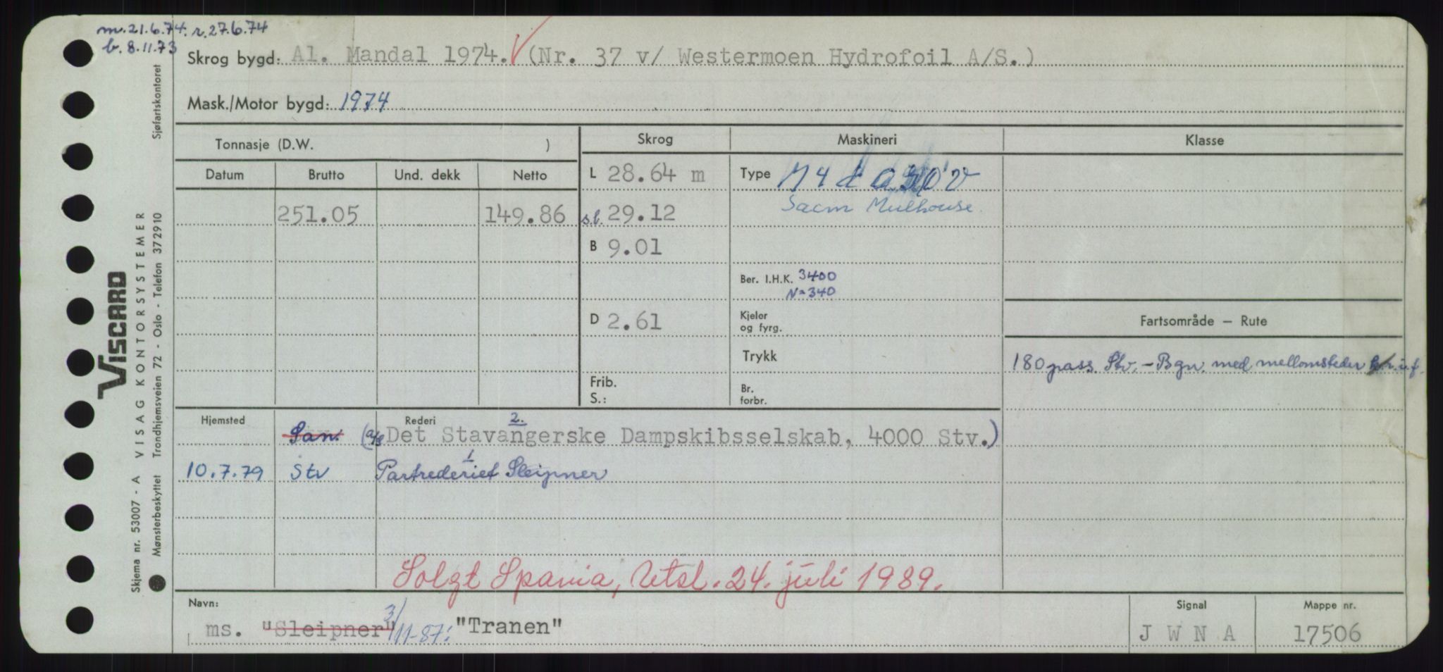 Sjøfartsdirektoratet med forløpere, Skipsmålingen, RA/S-1627/H/Hd/L0039: Fartøy, Ti-Tø, p. 497