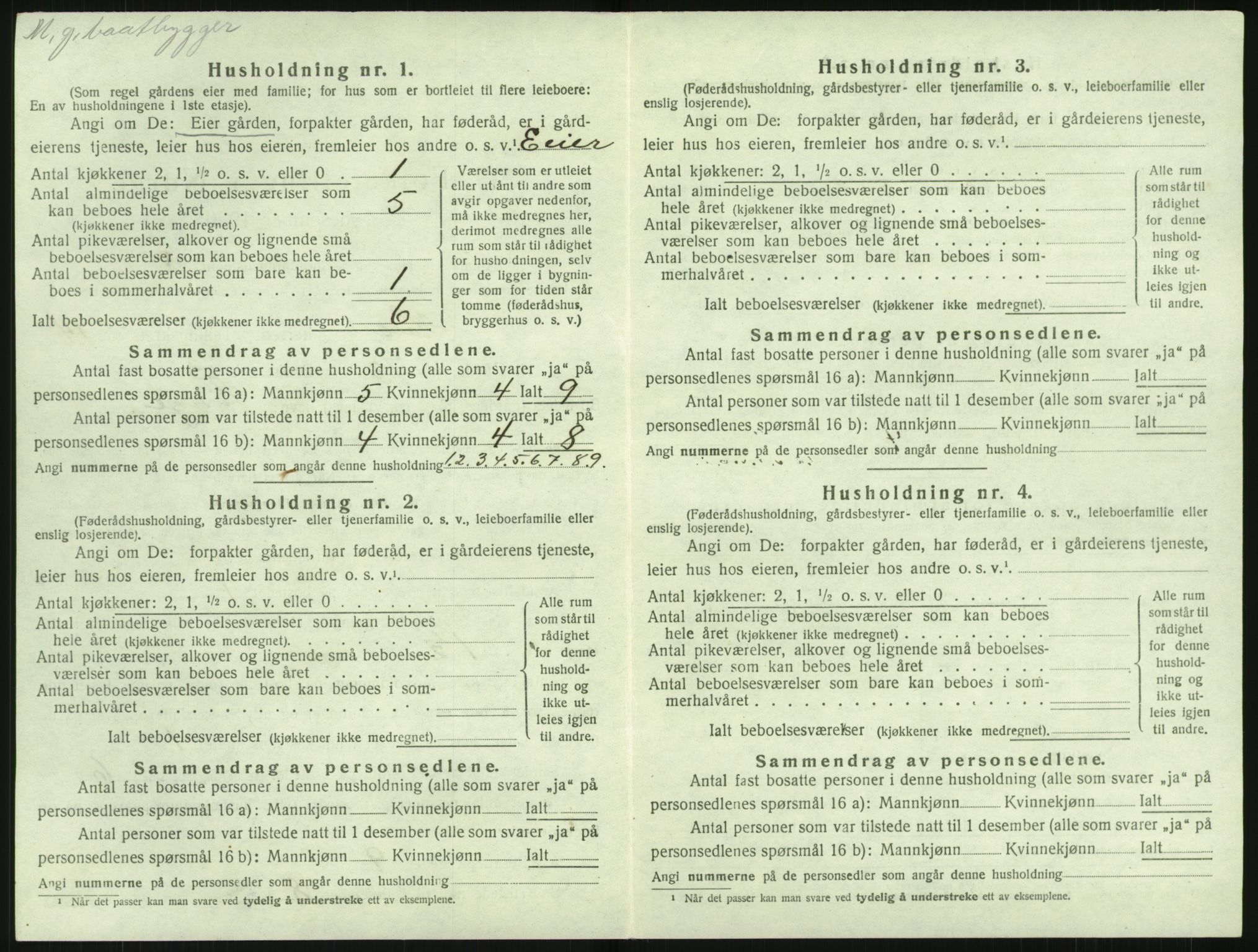 SAK, 1920 census for Holt, 1920, p. 1437