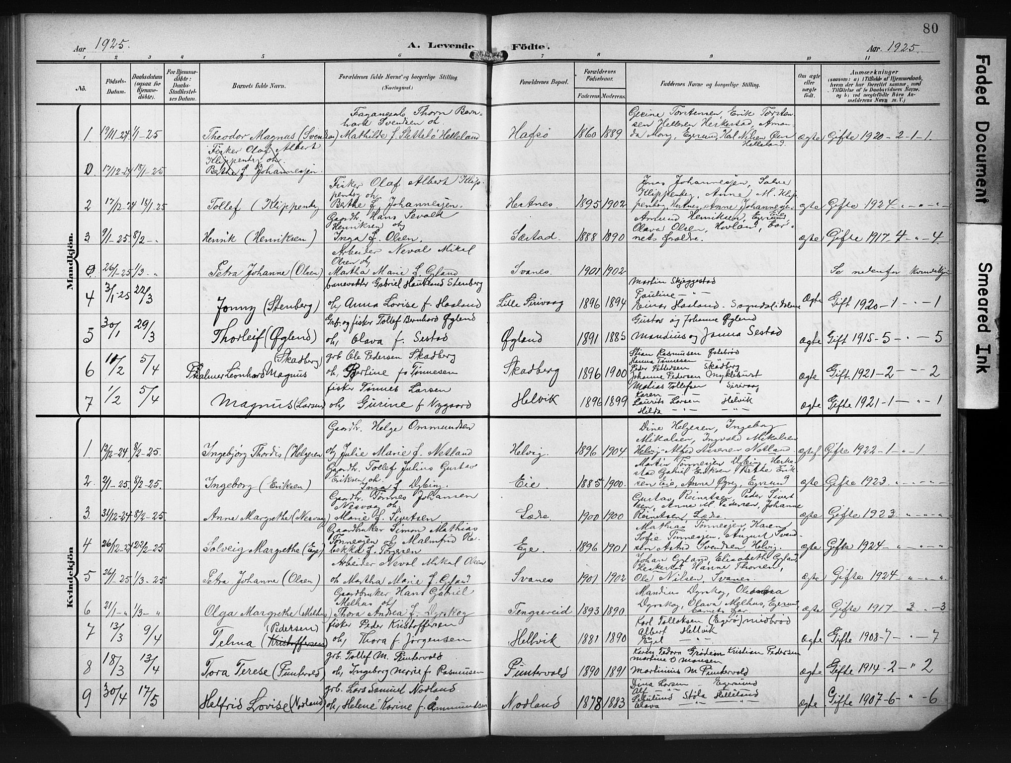 Eigersund sokneprestkontor, SAST/A-101807/S09/L0011: Parish register (copy) no. B 11, 1908-1930, p. 80