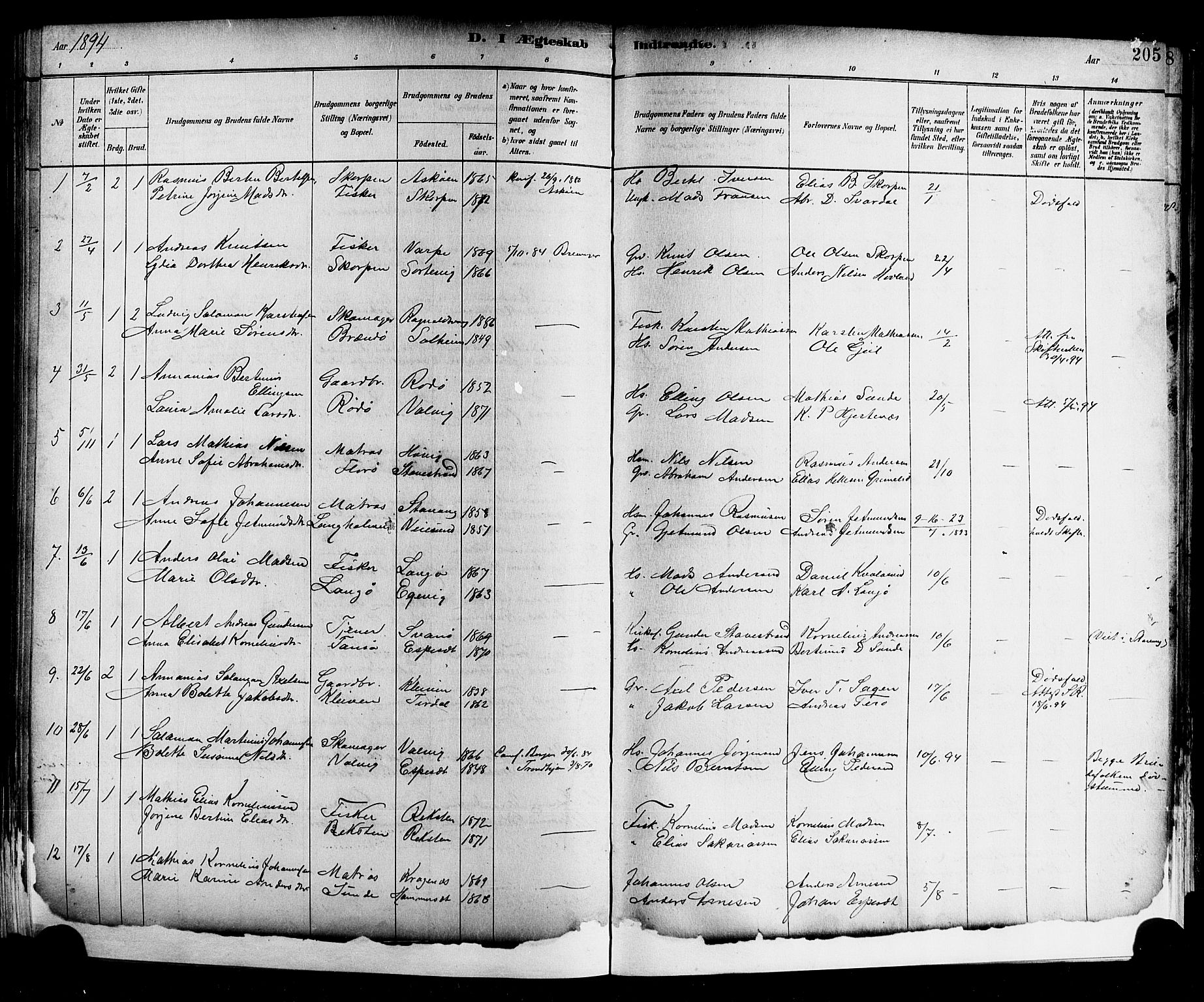 Kinn sokneprestembete, SAB/A-80801/H/Hab/Haba/L0002: Parish register (copy) no. A 2, 1882-1906, p. 205