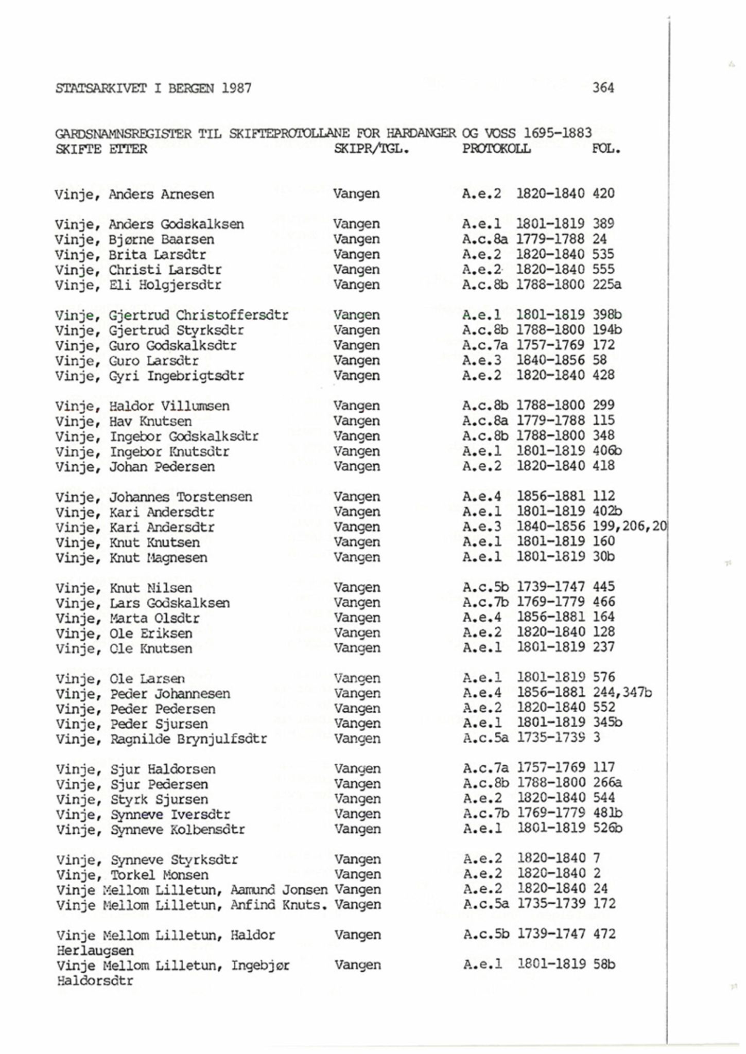 Hardanger og Voss sorenskriveri, SAB/A-2501/4, 1695-1883, p. 1364