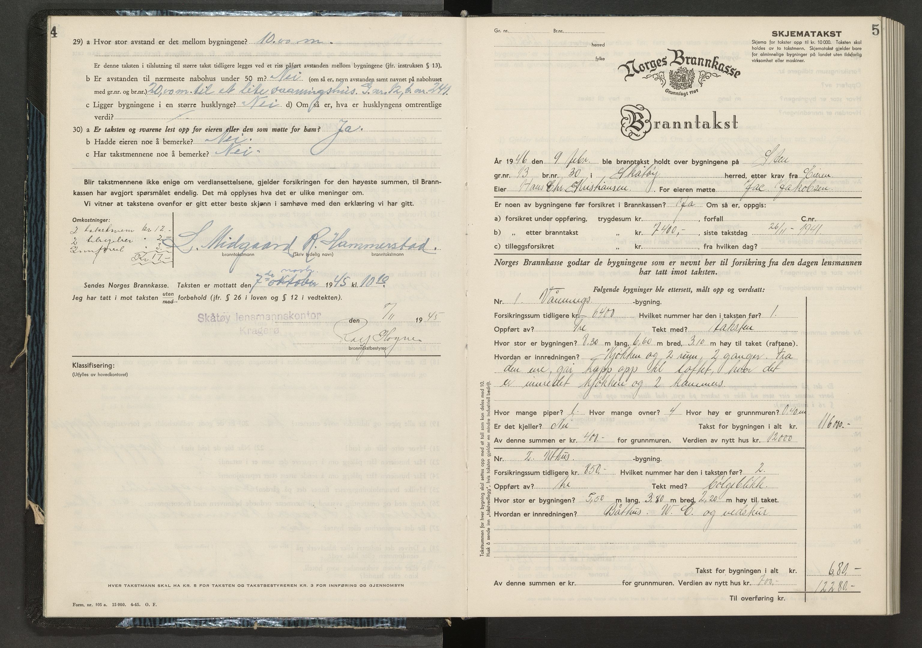 Skåtøy lensmannskontor, AV/SAKO-A-574/Y/Yd/Ydb/L0009: Skjematakstprotokoll, 1945-1951