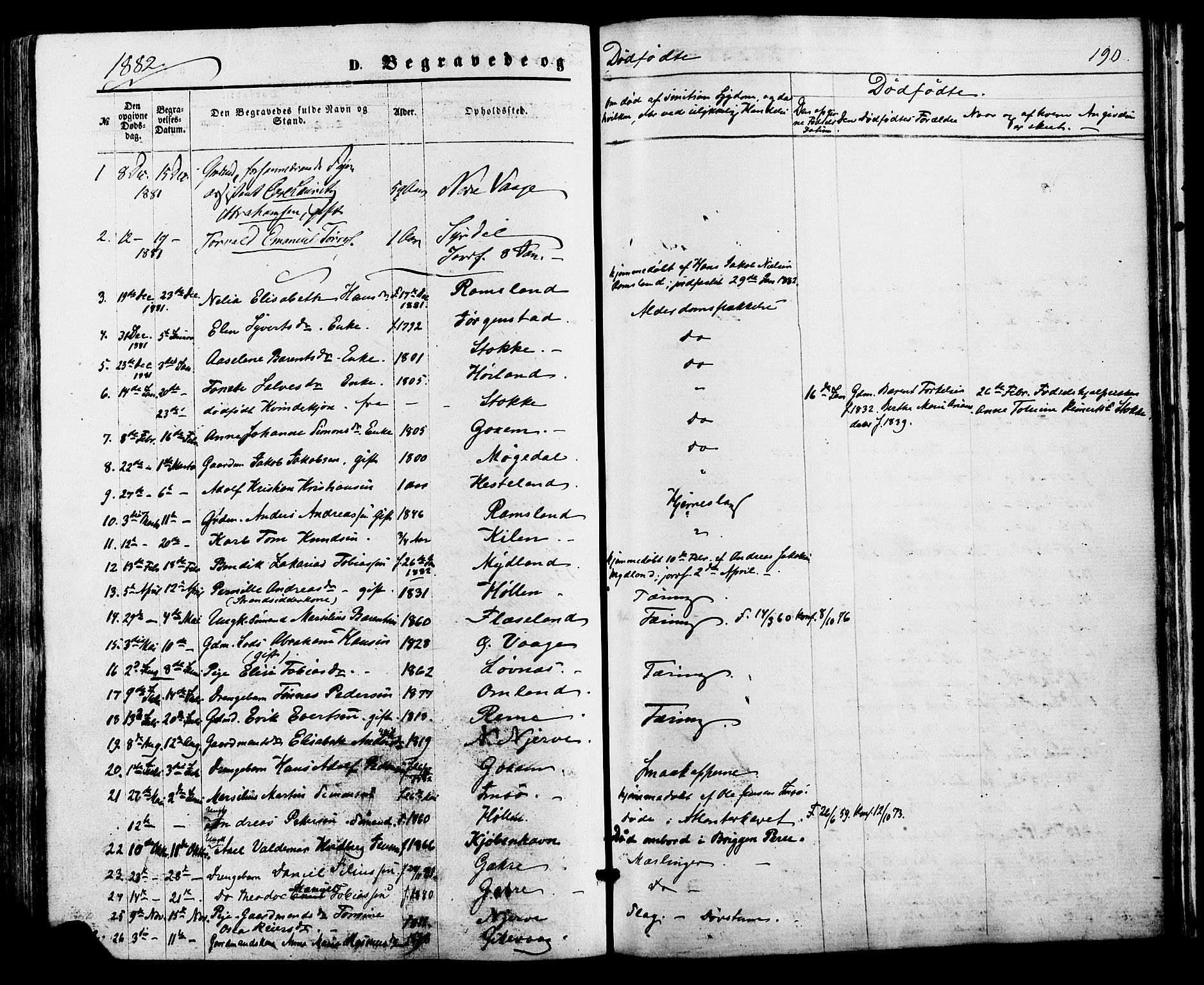 Sør-Audnedal sokneprestkontor, SAK/1111-0039/F/Fa/Faa/L0003: Parish register (official) no. A 3, 1868-1883, p. 190