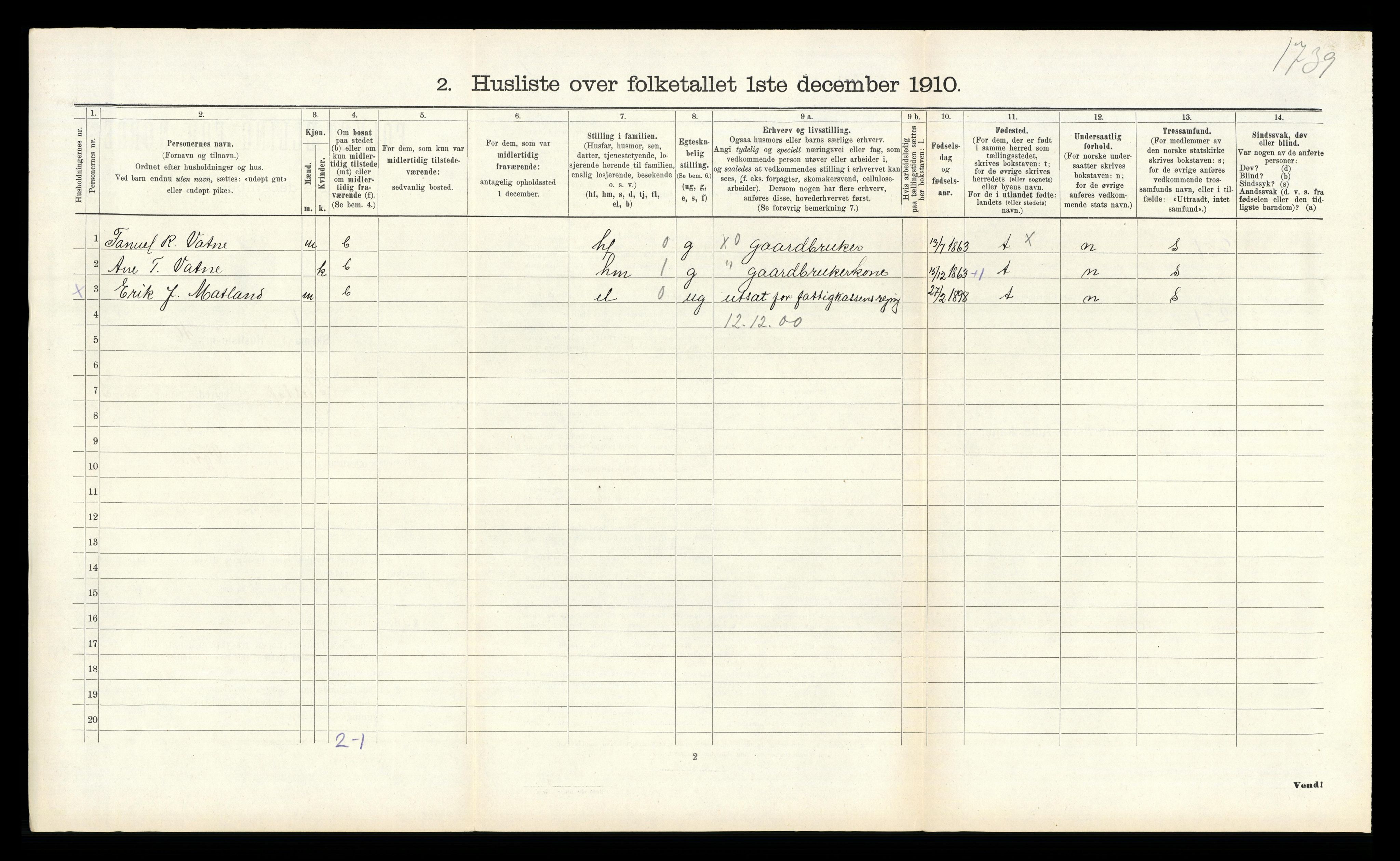 RA, 1910 census for Gjesdal, 1910, p. 489