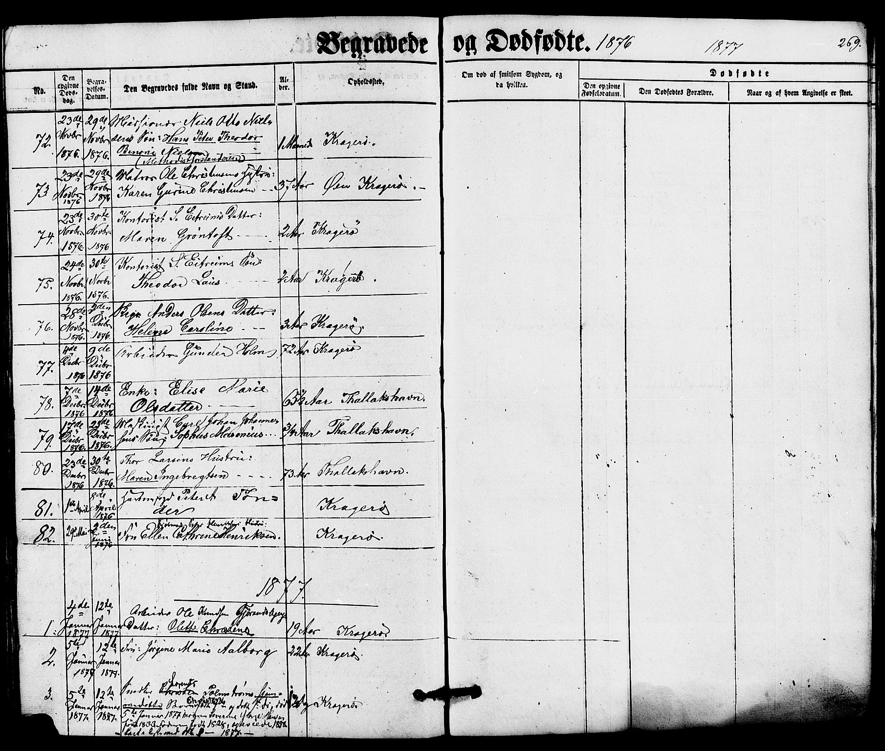 Kragerø kirkebøker, AV/SAKO-A-278/G/Ga/L0005: Parish register (copy) no. 5, 1865-1881, p. 269