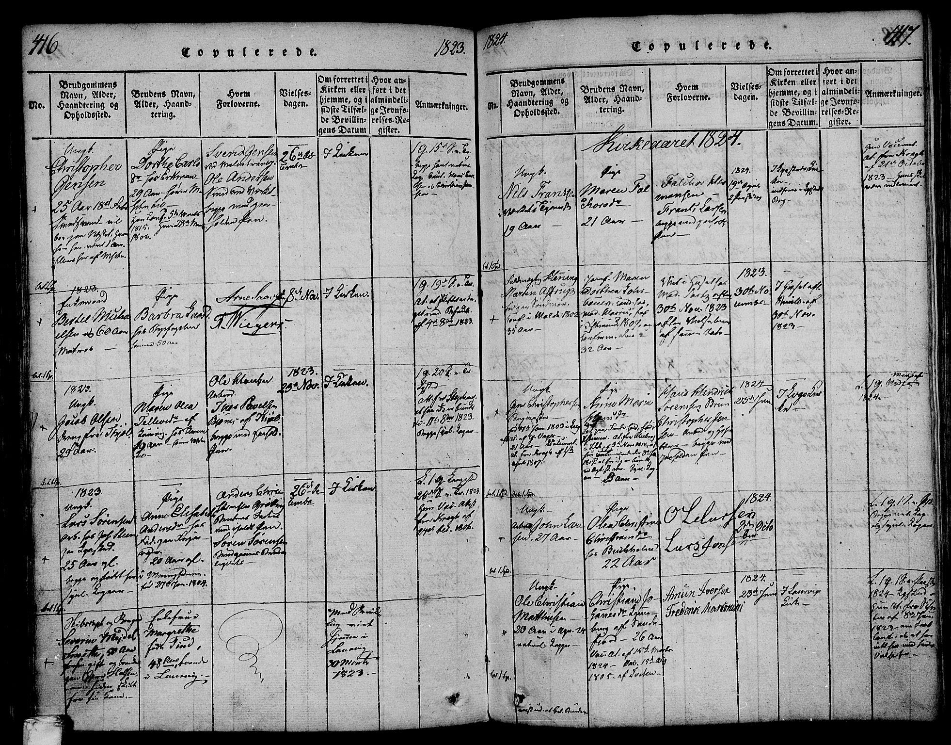 Larvik kirkebøker, SAKO/A-352/F/Fa/L0001: Parish register (official) no. I 1, 1814-1825, p. 416-417