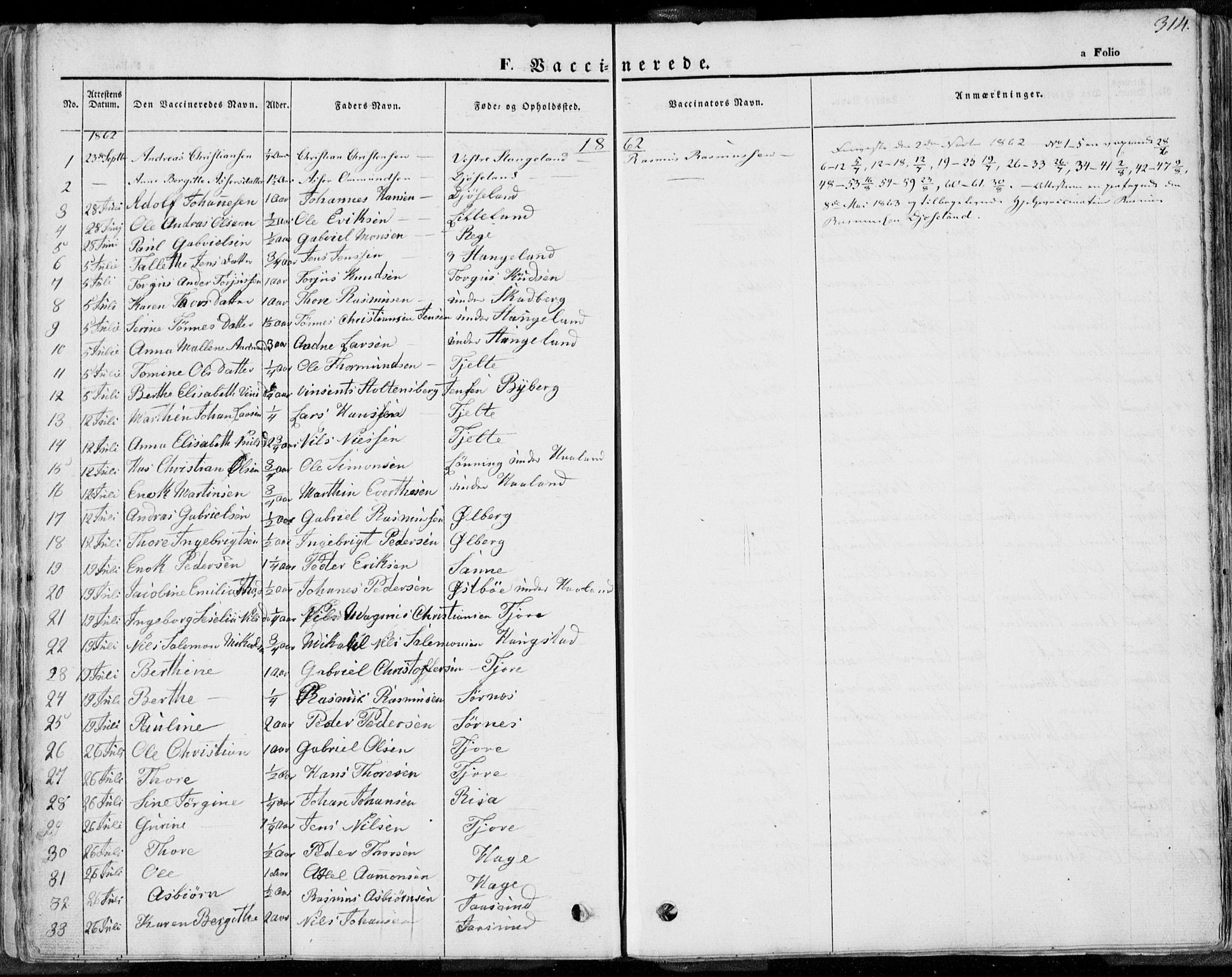 Håland sokneprestkontor, AV/SAST-A-101802/001/30BA/L0008: Parish register (official) no. A 7.2, 1854-1870, p. 314