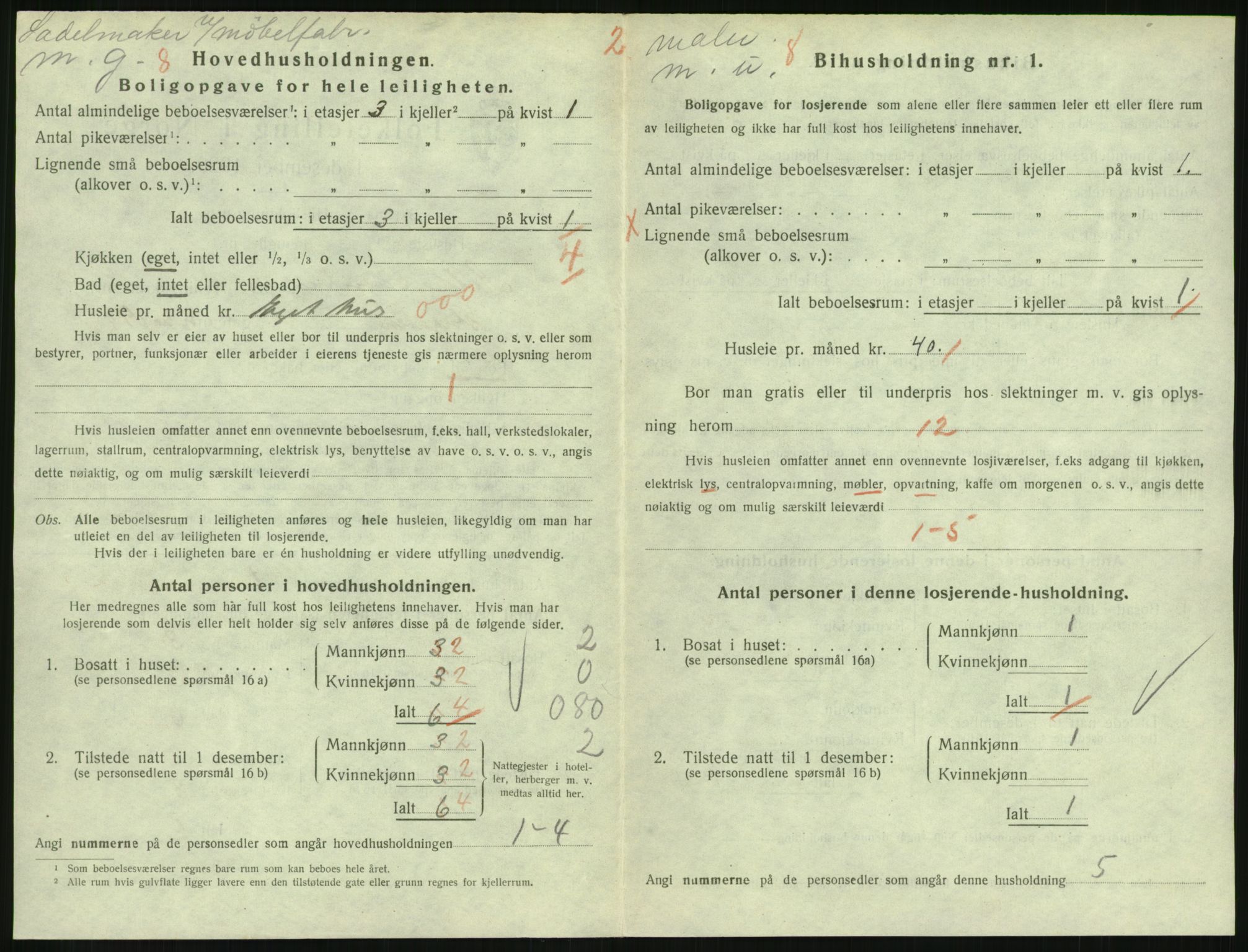 SAH, 1920 census for Lillehammer, 1920, p. 3063