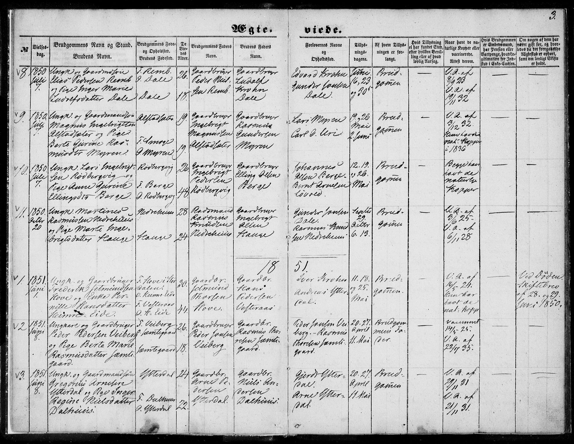 Ministerialprotokoller, klokkerbøker og fødselsregistre - Møre og Romsdal, SAT/A-1454/519/L0250: Parish register (official) no. 519A09, 1850-1868, p. 3