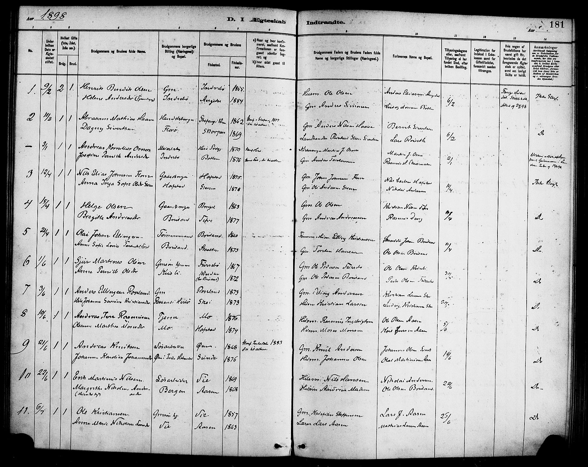 Førde sokneprestembete, SAB/A-79901/H/Haa/Haab/L0001: Parish register (official) no. B 1, 1880-1898, p. 181