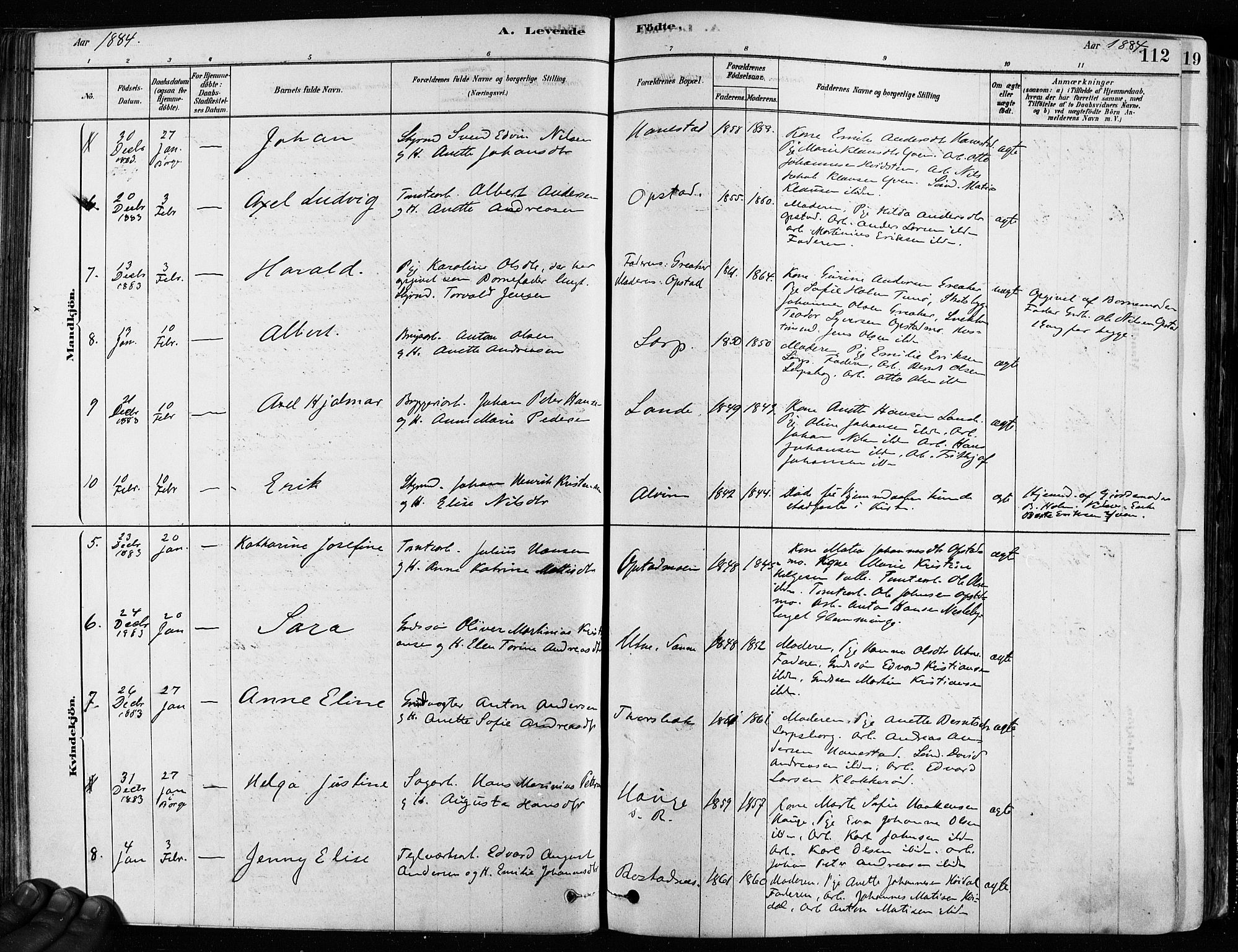 Tune prestekontor Kirkebøker, SAO/A-2007/F/Fa/L0017: Parish register (official) no. 17, 1878-1887, p. 112