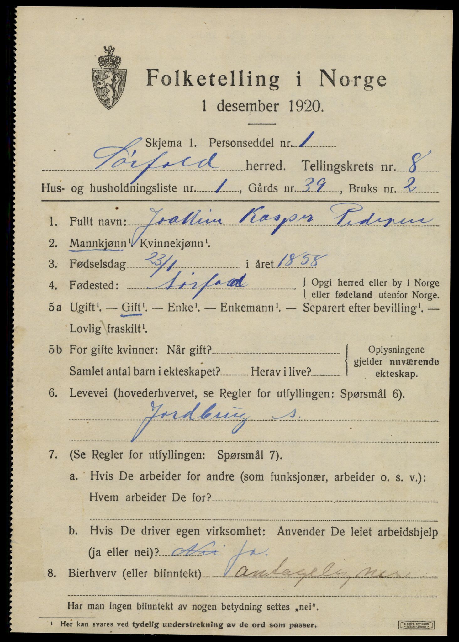 SAT, 1920 census for Sørfold, 1920, p. 4093