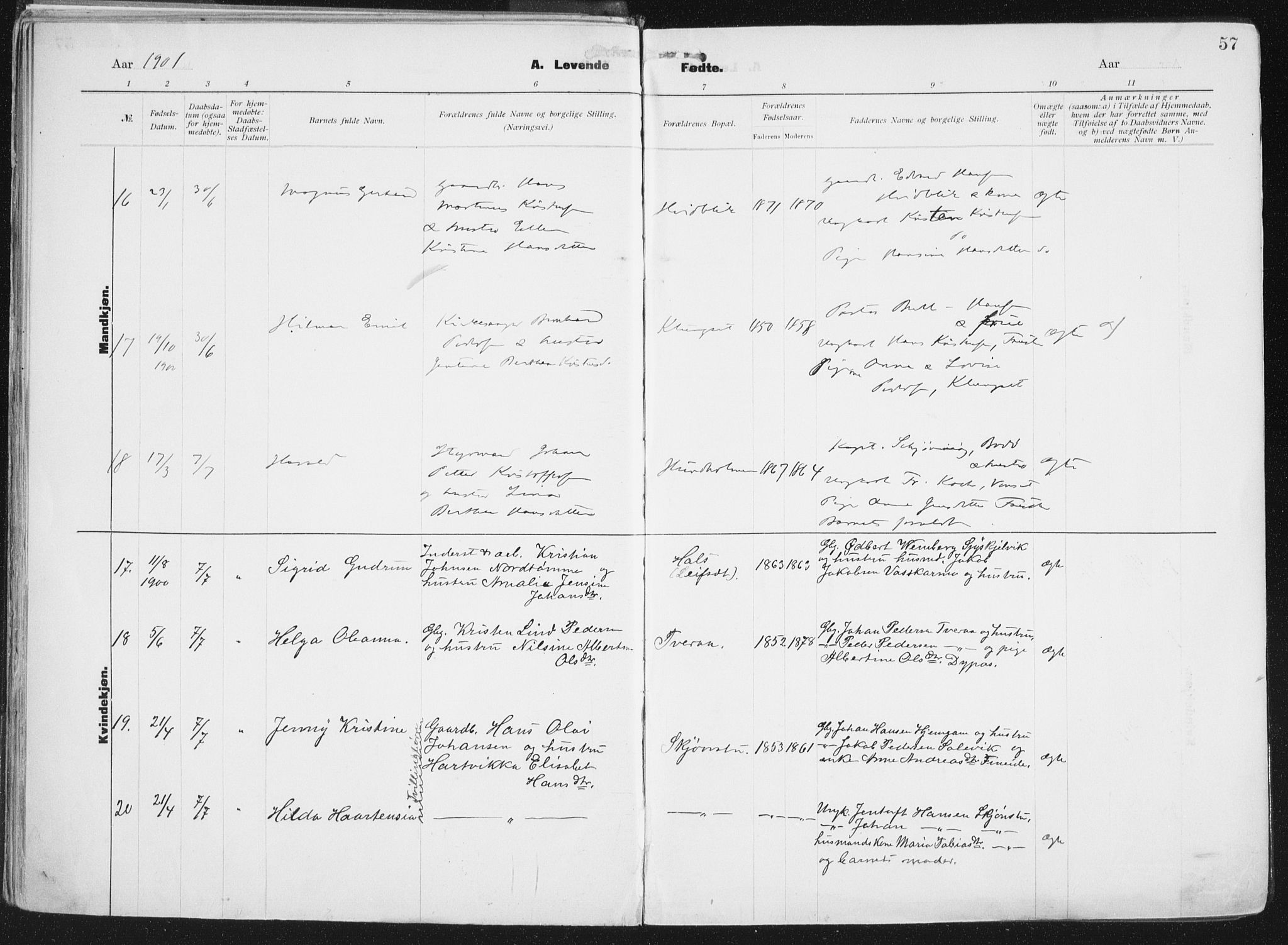 Ministerialprotokoller, klokkerbøker og fødselsregistre - Nordland, AV/SAT-A-1459/849/L0696: Parish register (official) no. 849A08, 1898-1910, p. 57