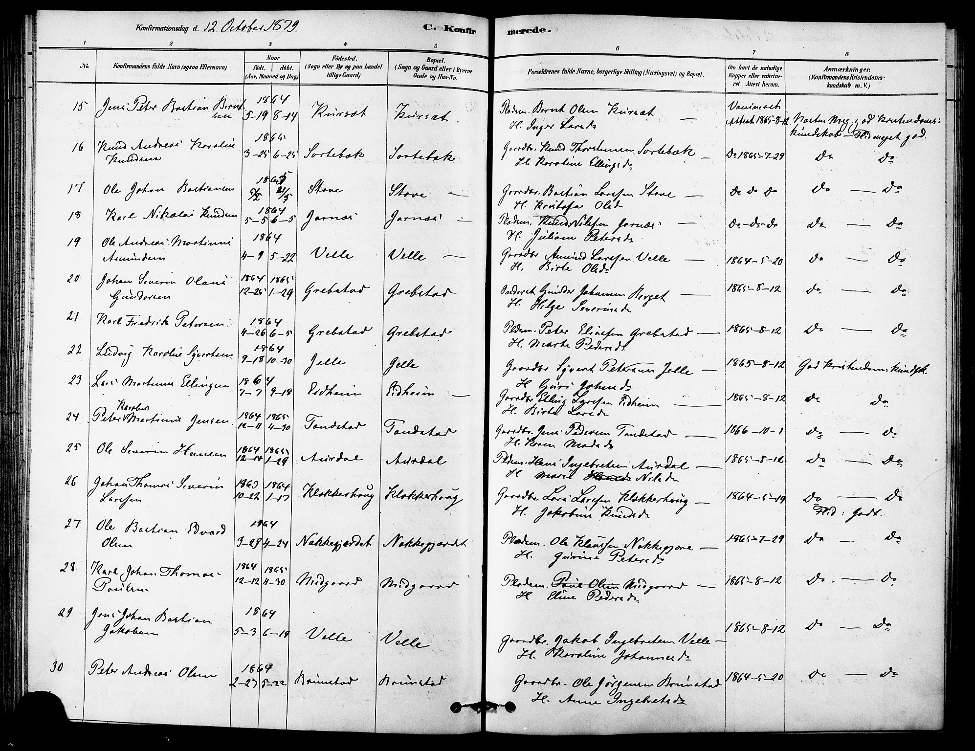 Ministerialprotokoller, klokkerbøker og fødselsregistre - Møre og Romsdal, AV/SAT-A-1454/523/L0334: Parish register (official) no. 523A01, 1878-1891