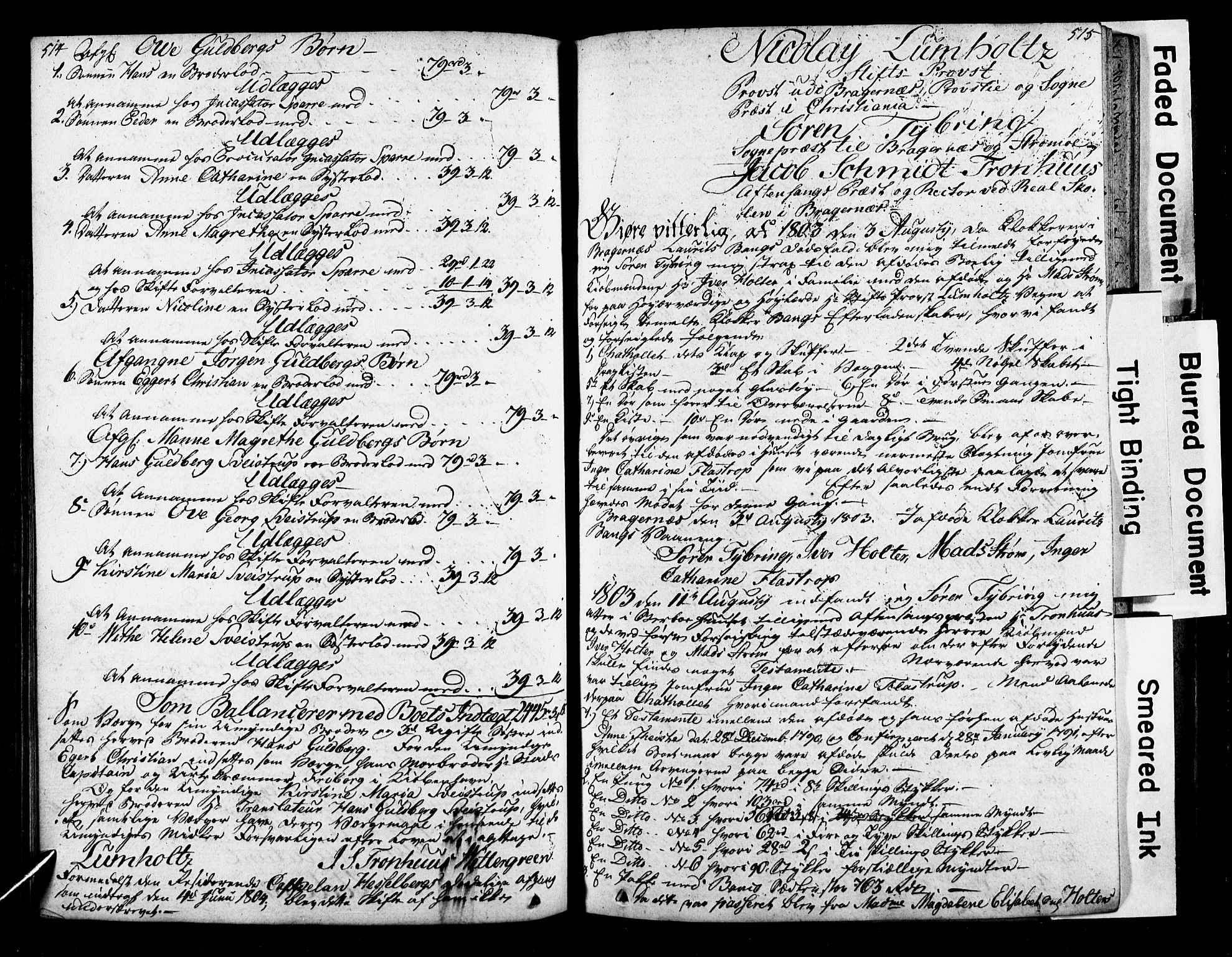 Bragernes prosti, AV/SAKO-A-430/O/Ob/L0004: Skifteprotokoll, 1793-1817, p. 514-515