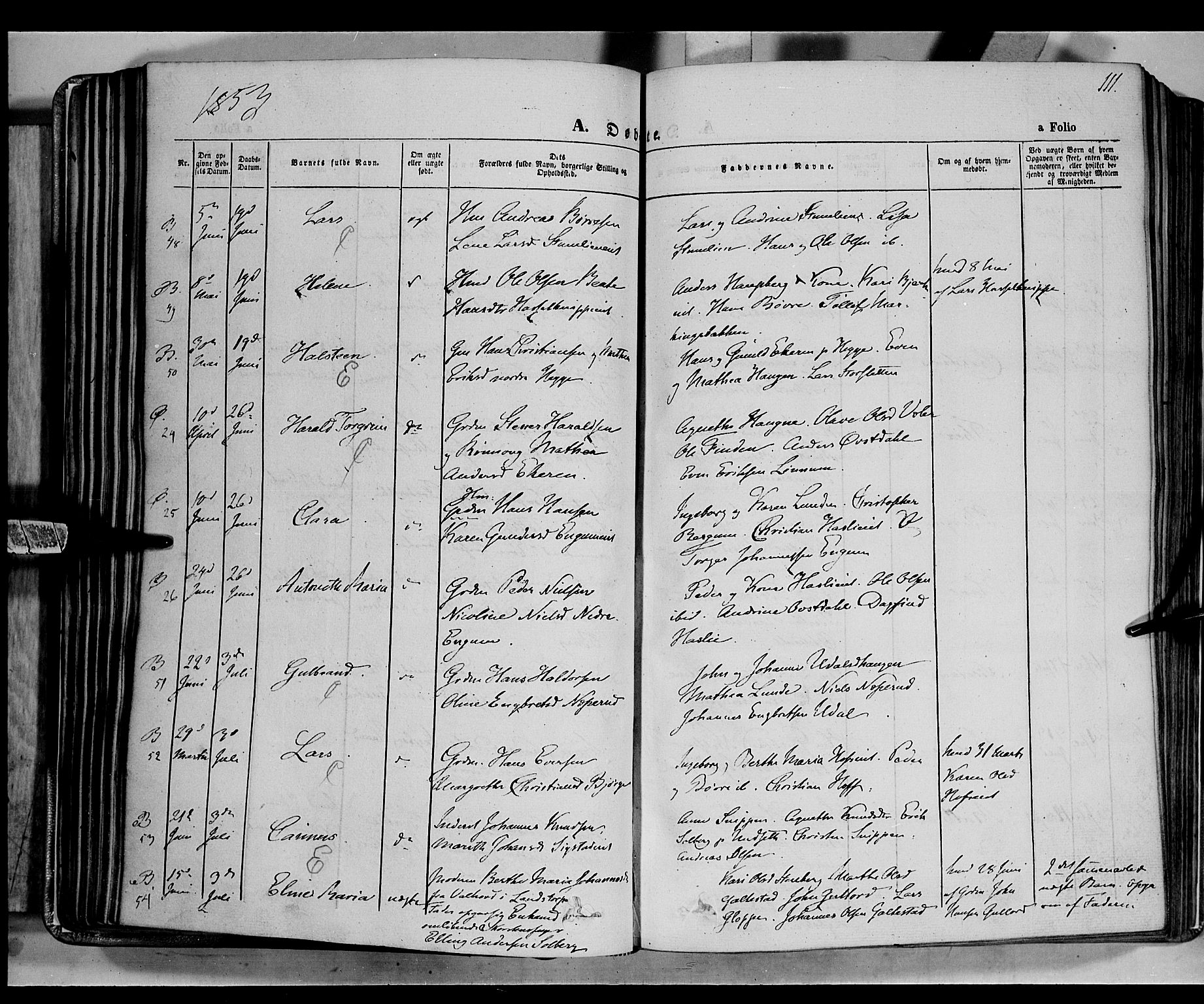 Biri prestekontor, SAH/PREST-096/H/Ha/Haa/L0005: Parish register (official) no. 5, 1843-1854, p. 111