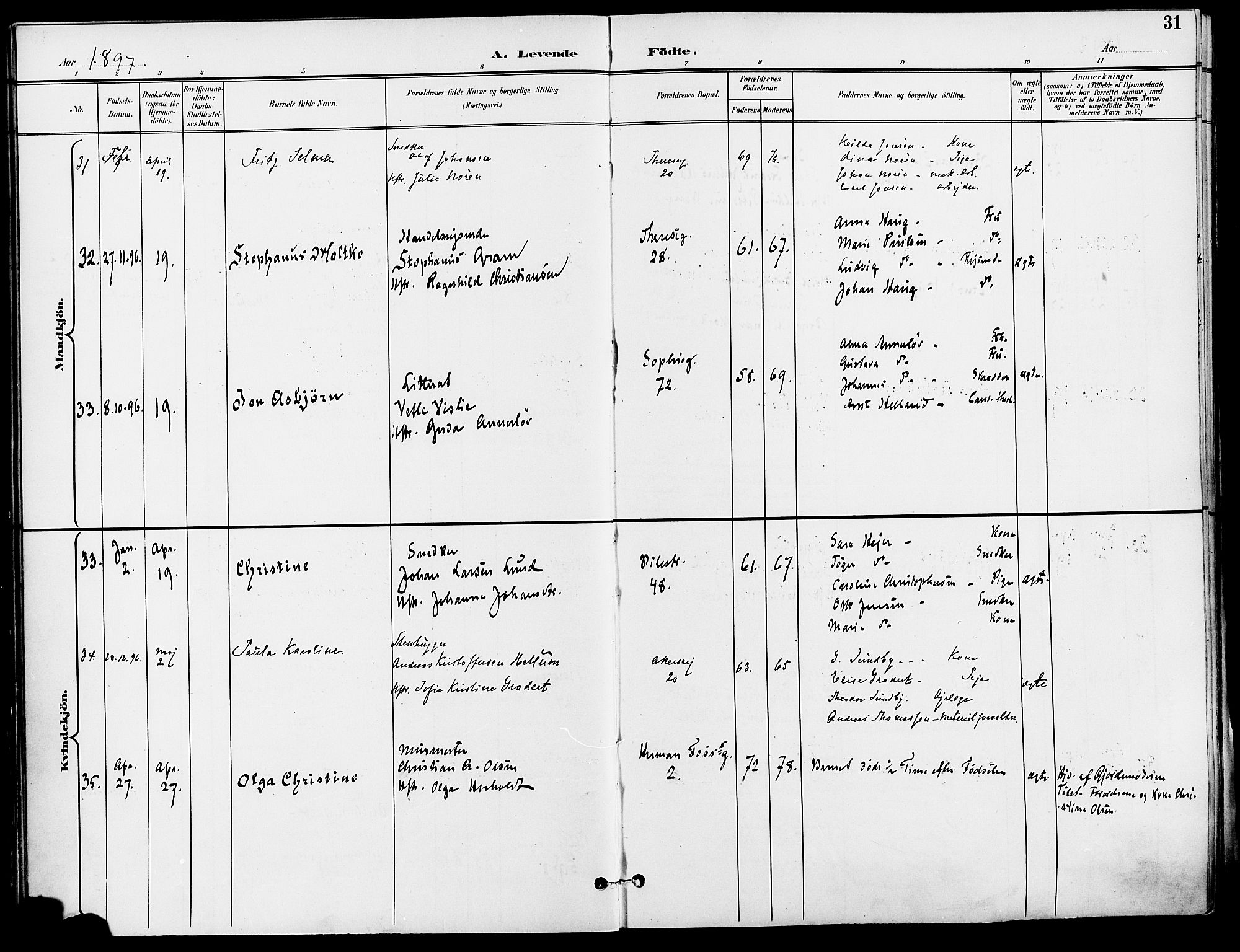 Gamle Aker prestekontor Kirkebøker, AV/SAO-A-10617a/F/L0011: Parish register (official) no. 11, 1896-1901, p. 31