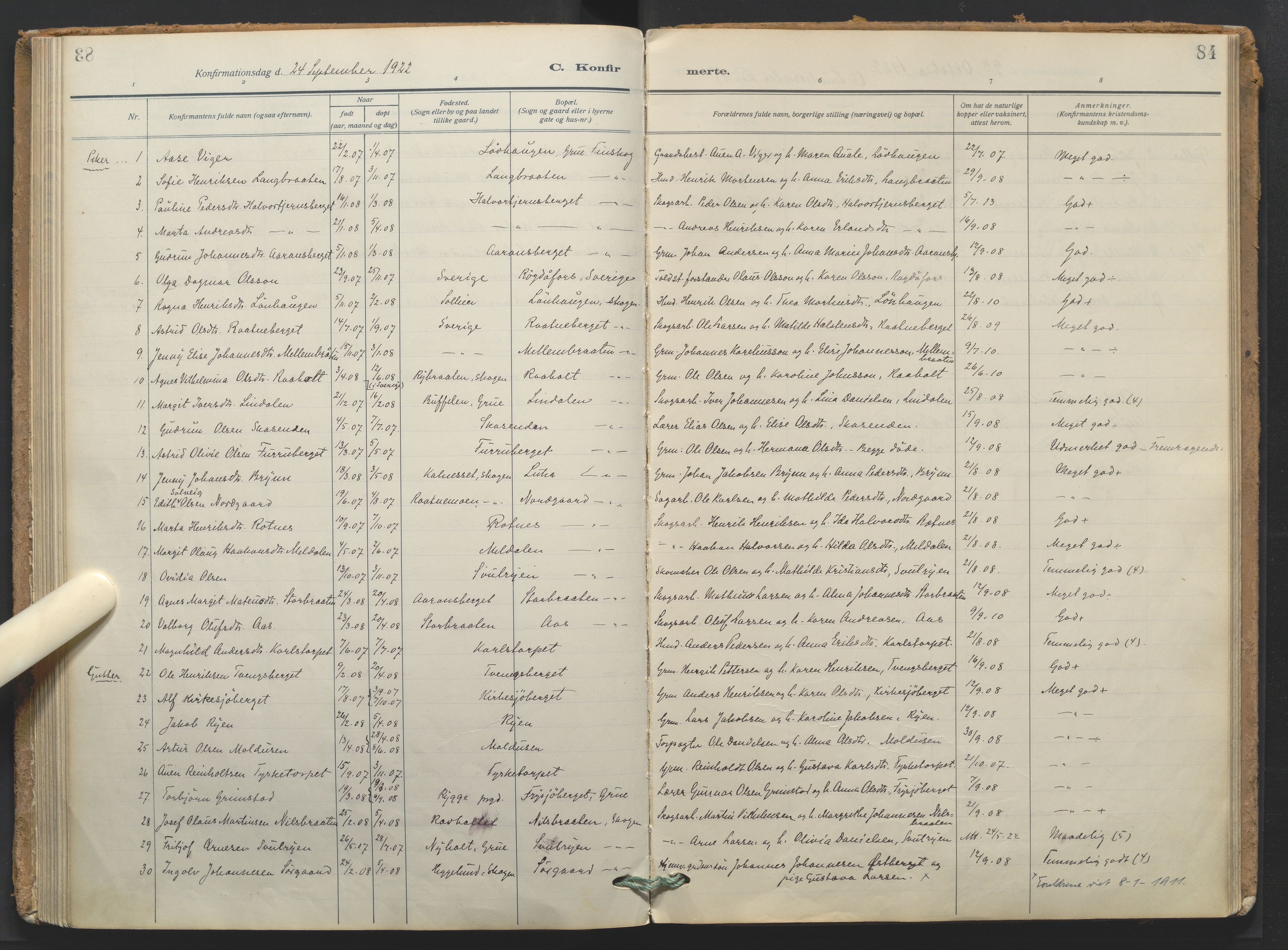 Grue prestekontor, AV/SAH-PREST-036/H/Ha/Haa/L0016: Parish register (official) no. 16, 1916-1947, p. 84