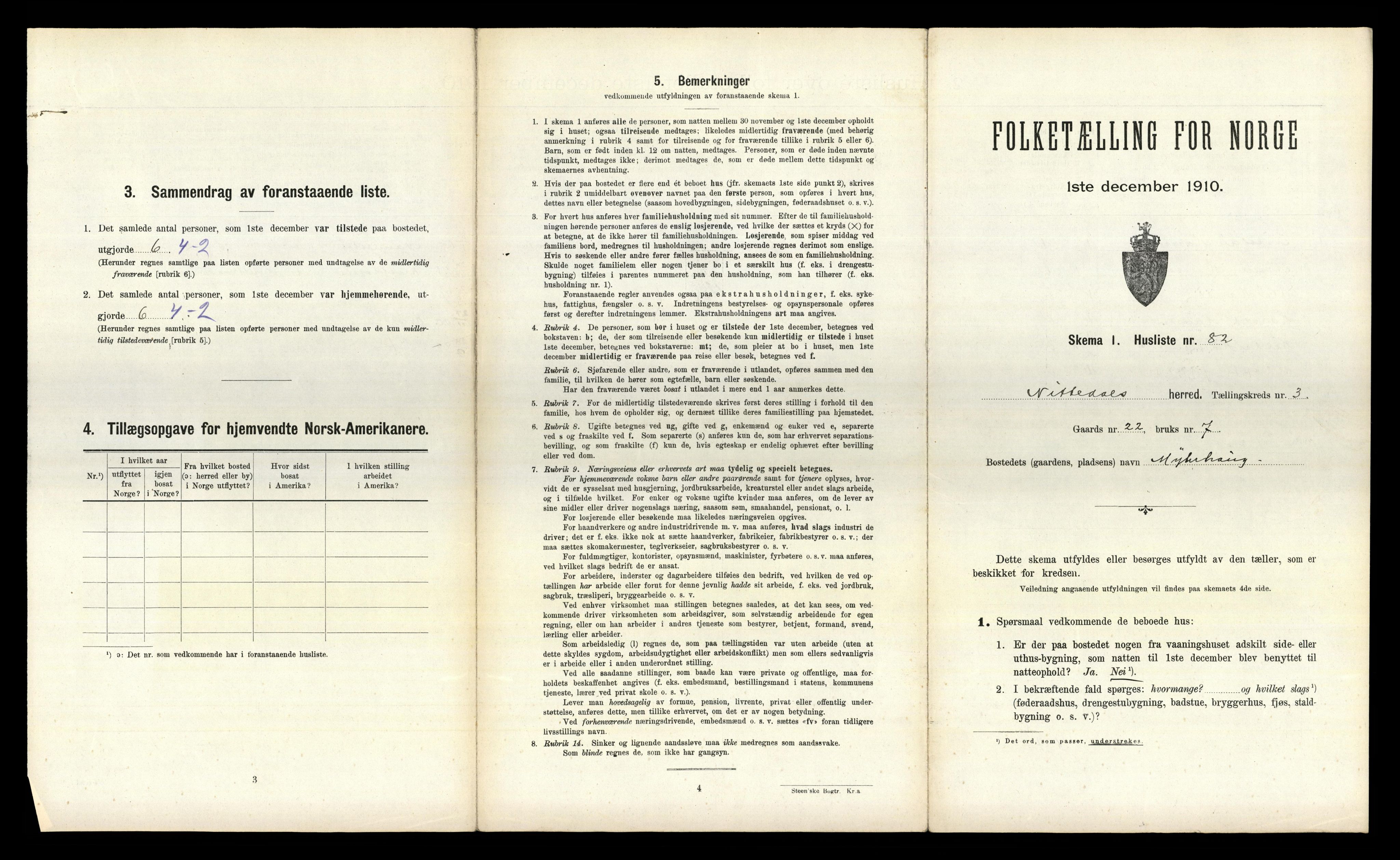 RA, 1910 census for Nittedal, 1910, p. 603