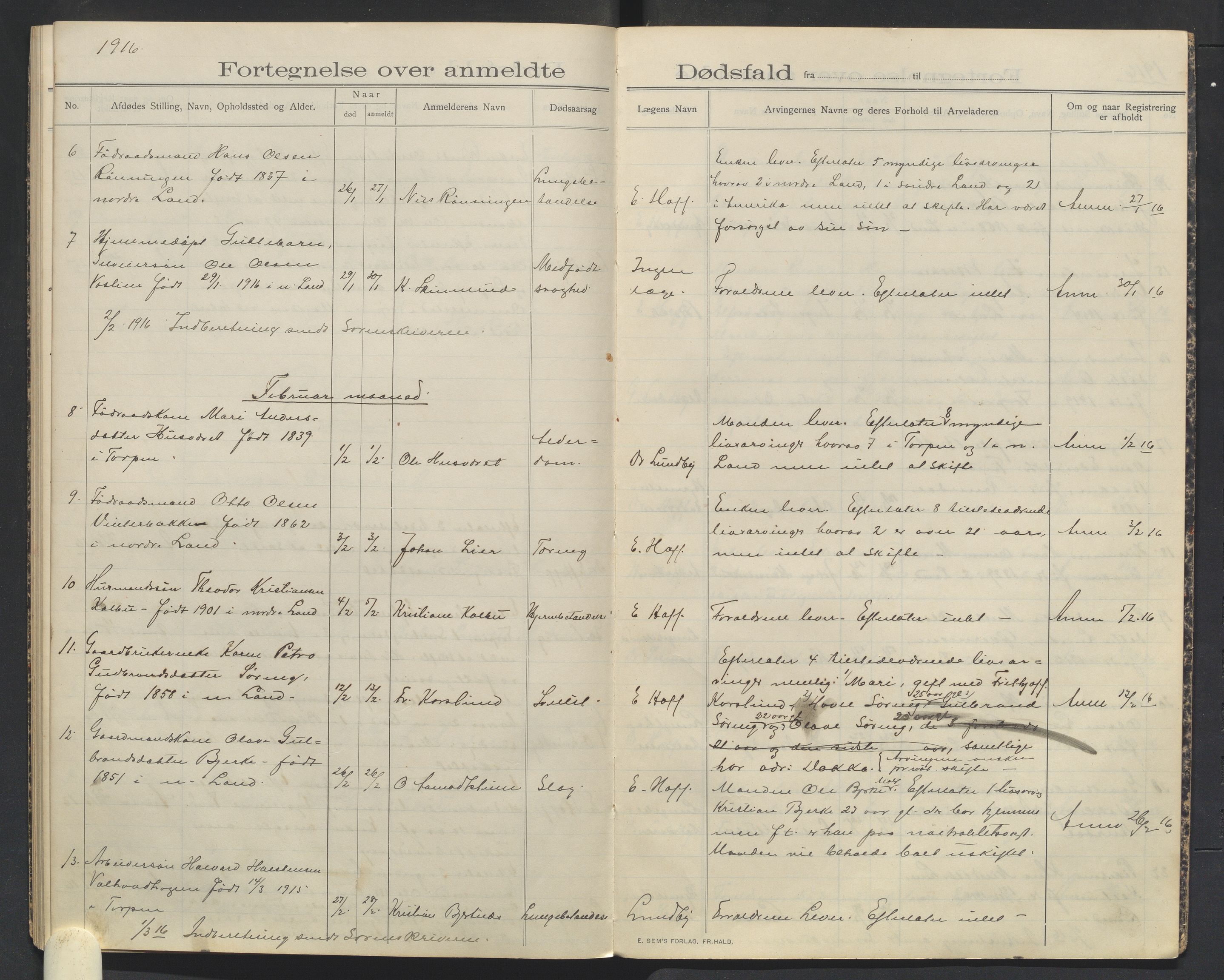 Nordre Land lensmannskontor, SAH/LON-013/H/Ha/Haa/L0001/0002: Dødsfallsprotokoller / Dødsfallsprotokoll, 1910-1916