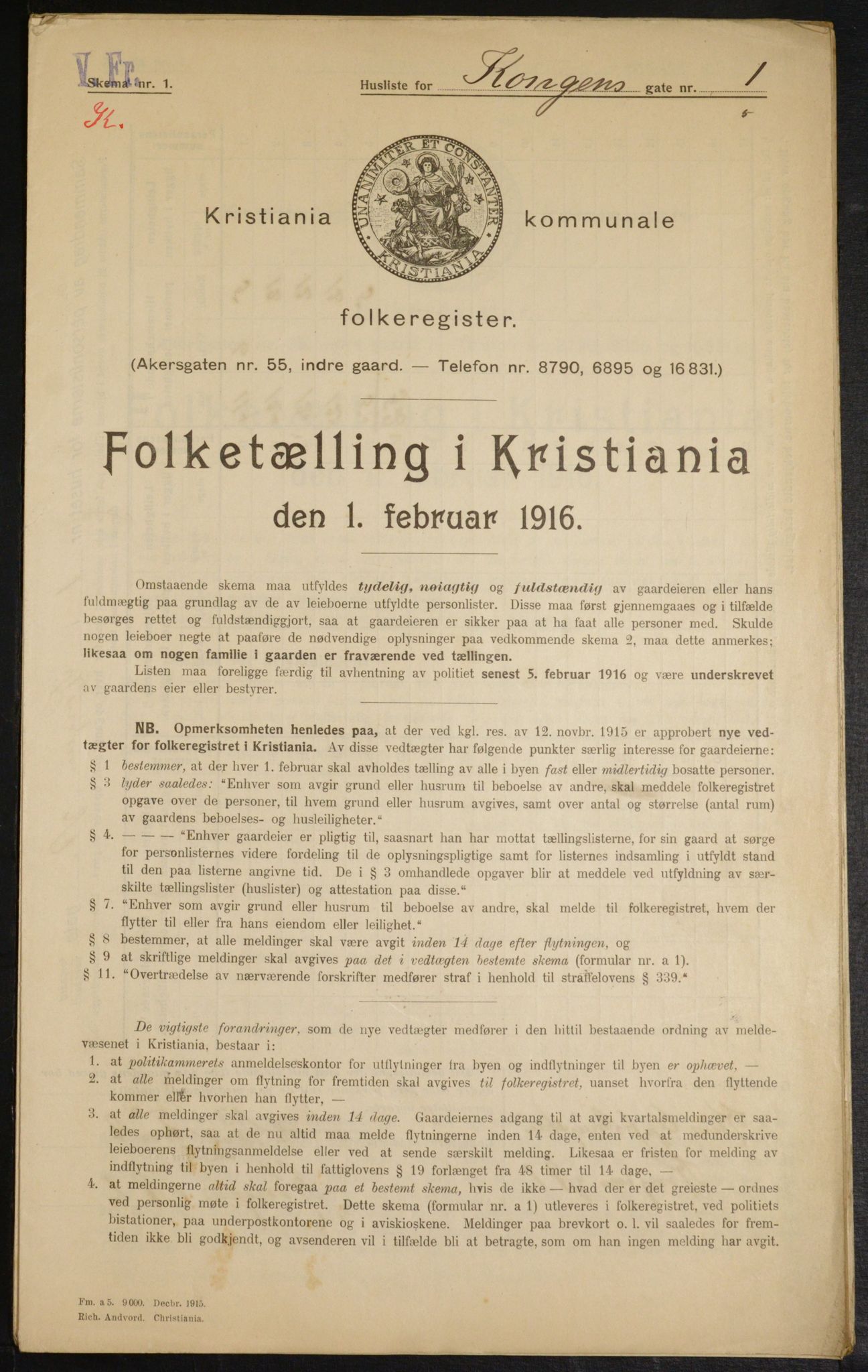 OBA, Municipal Census 1916 for Kristiania, 1916, p. 53561