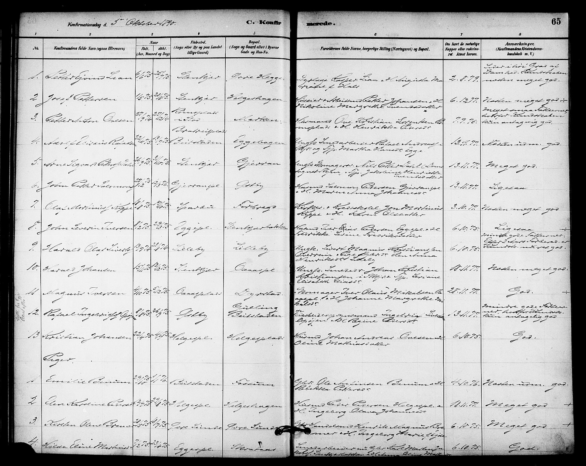 Ministerialprotokoller, klokkerbøker og fødselsregistre - Nord-Trøndelag, SAT/A-1458/740/L0378: Parish register (official) no. 740A01, 1881-1895, p. 65