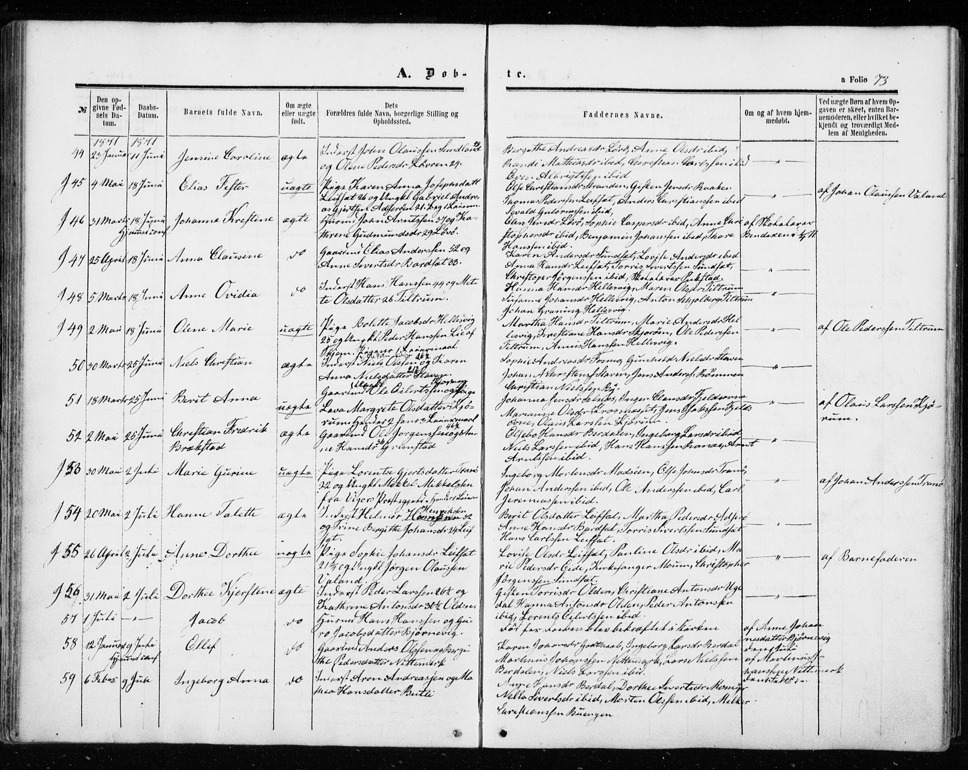 Ministerialprotokoller, klokkerbøker og fødselsregistre - Sør-Trøndelag, SAT/A-1456/655/L0678: Parish register (official) no. 655A07, 1861-1873, p. 73