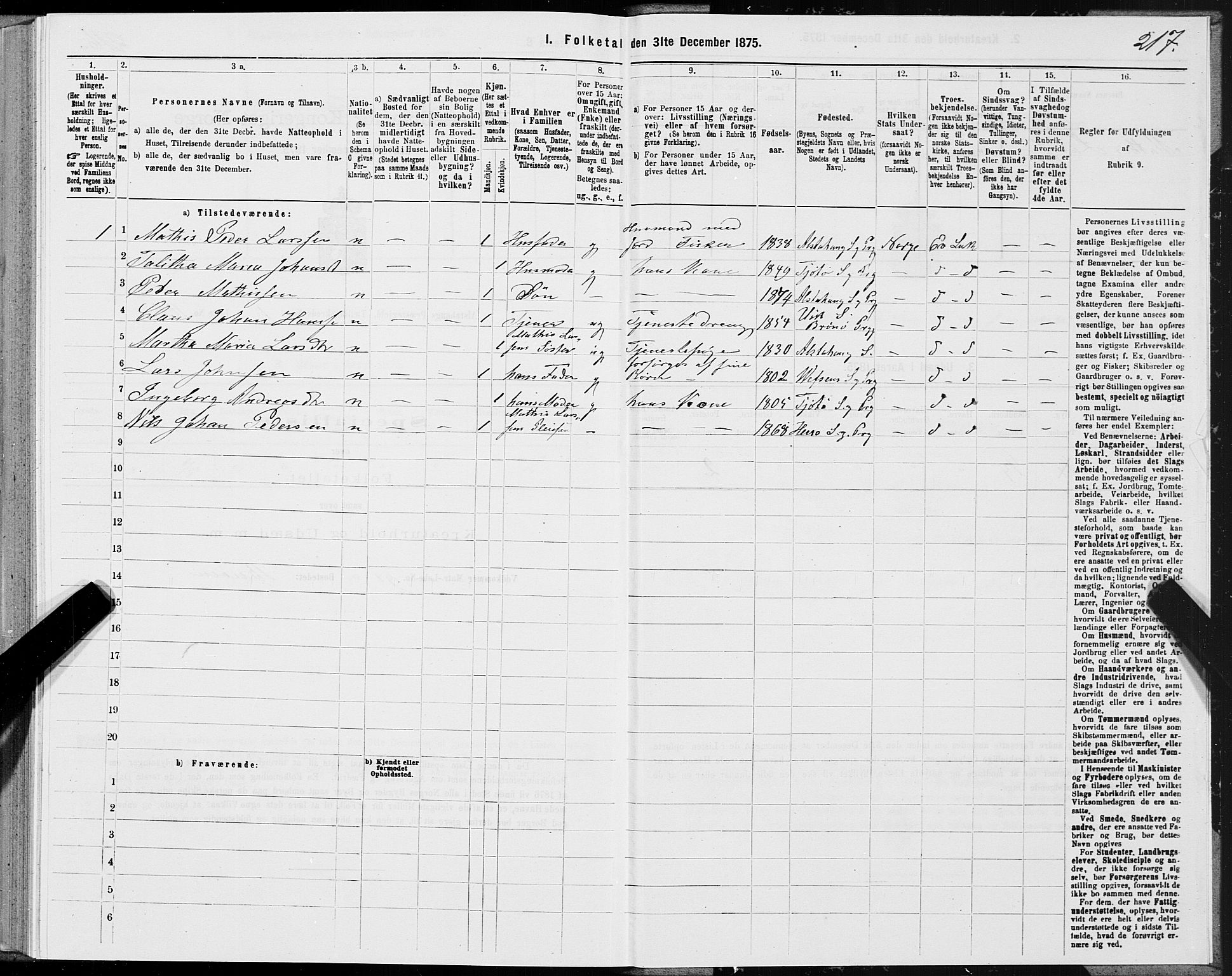 SAT, 1875 census for 1820P Alstahaug, 1875, p. 1217